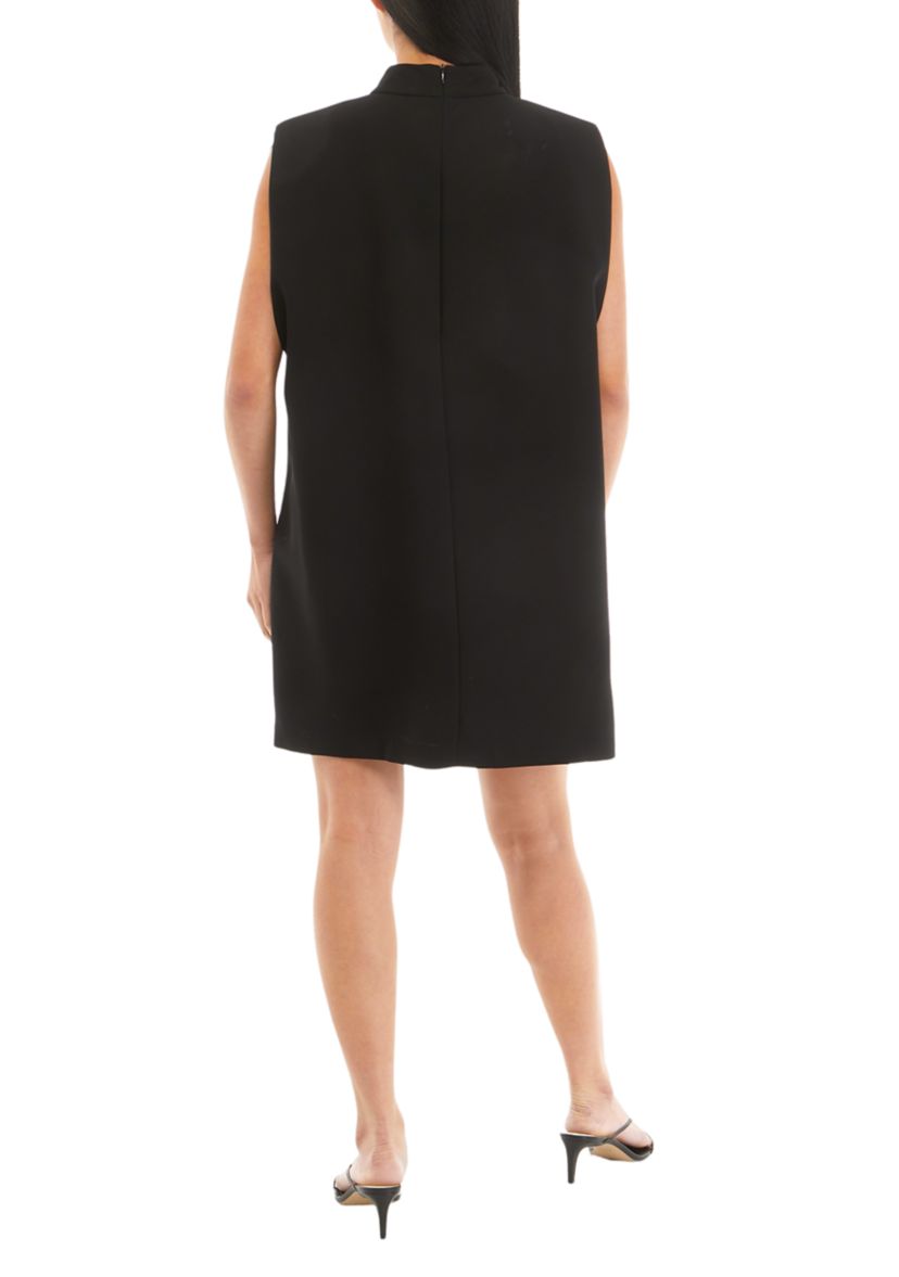 Womens Mock Neck Sleeveless Shift Dress