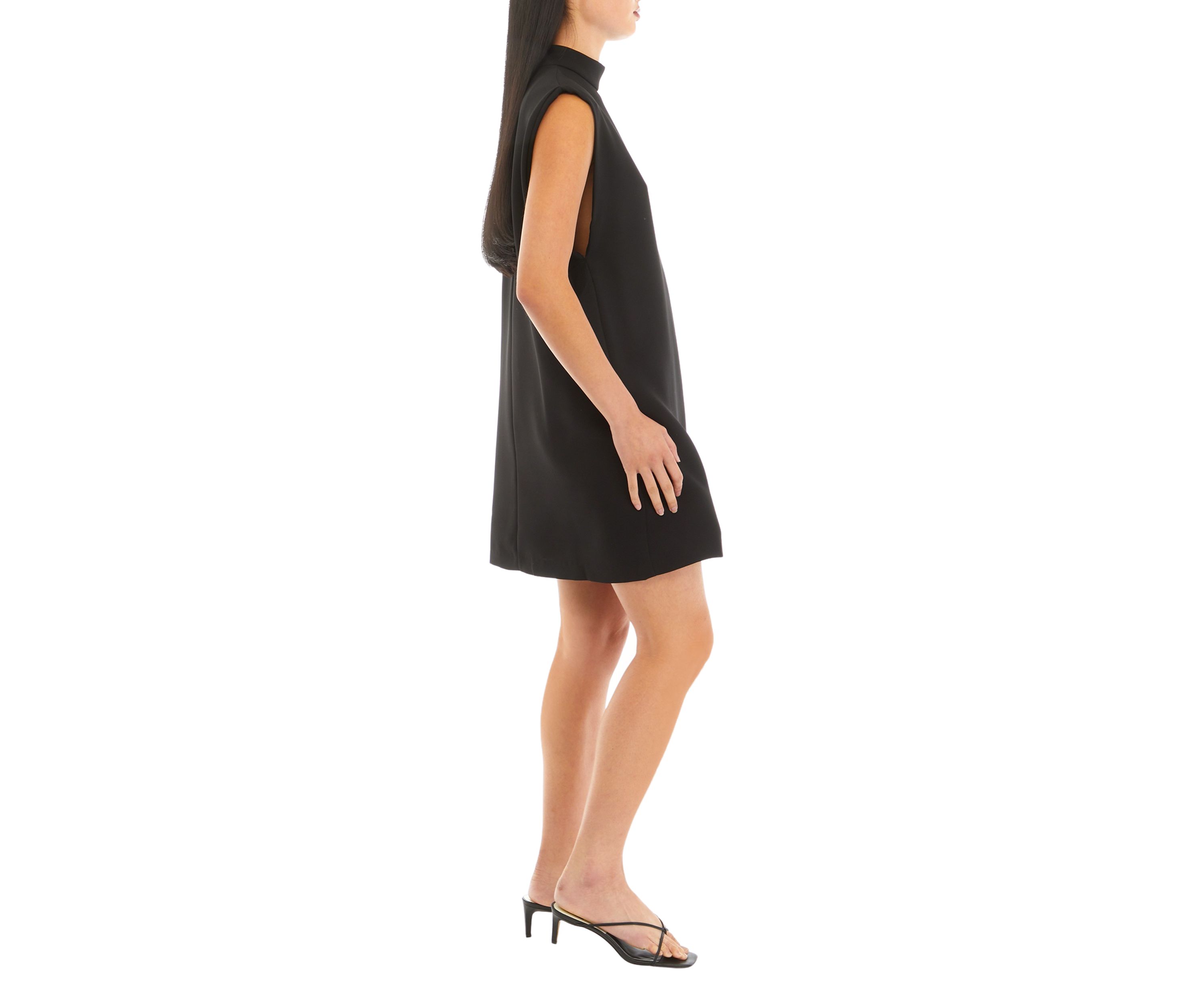 Womens Mock Neck Sleeveless Shift Dress