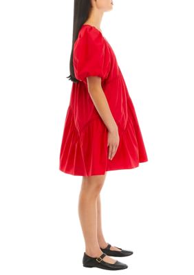 Women's Asymmetric Poplin Tiered Dress