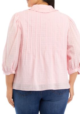 Plus Ruffled Collar Blouse