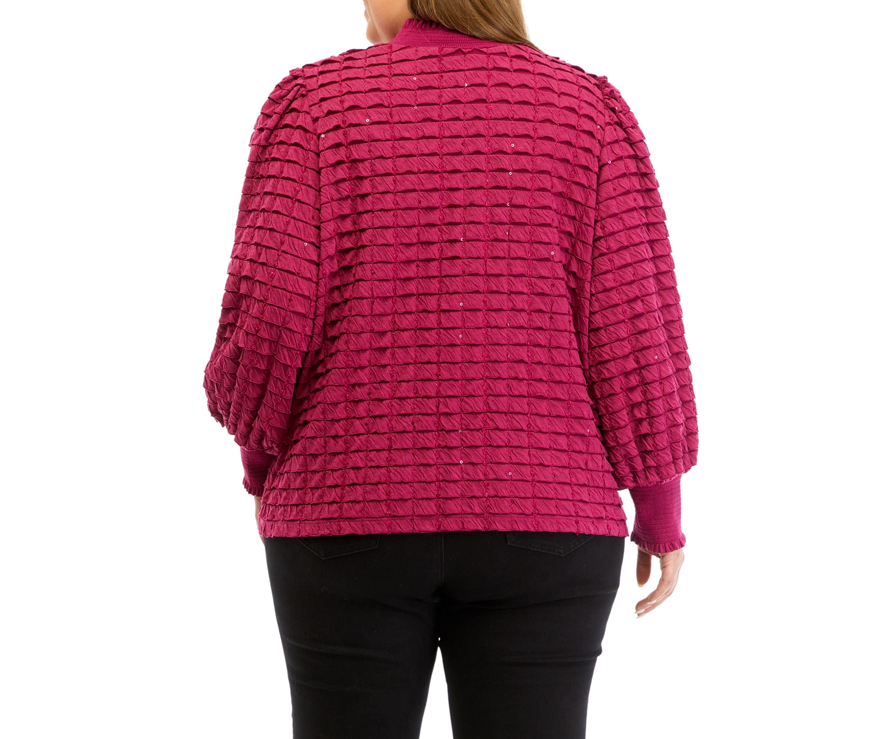 Plus Size Long Sleeve Mock Neck Blouse