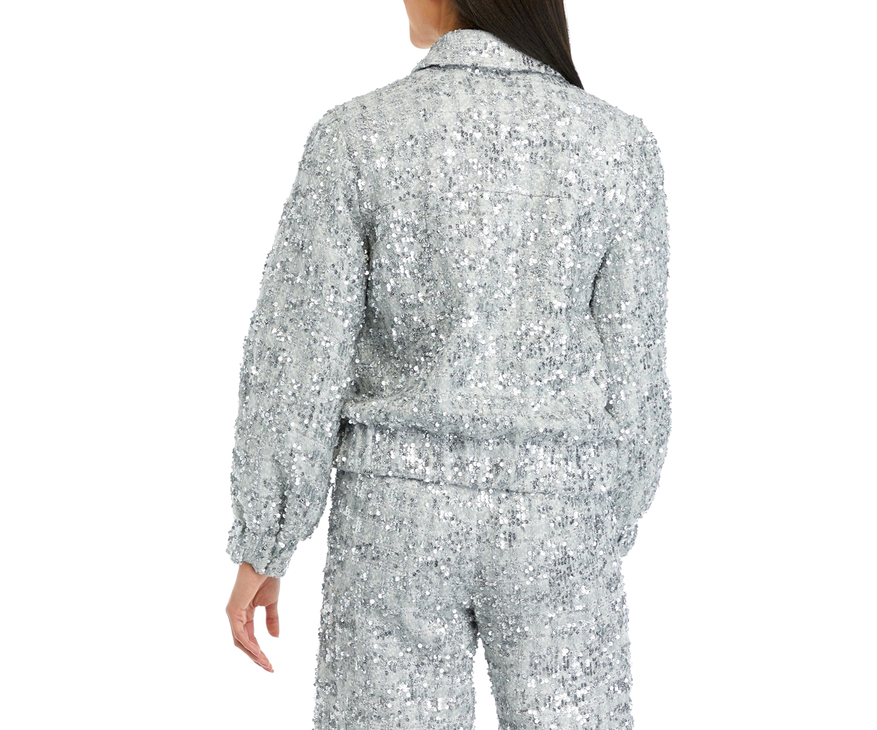 Womens Sequin Tweed Jacket
