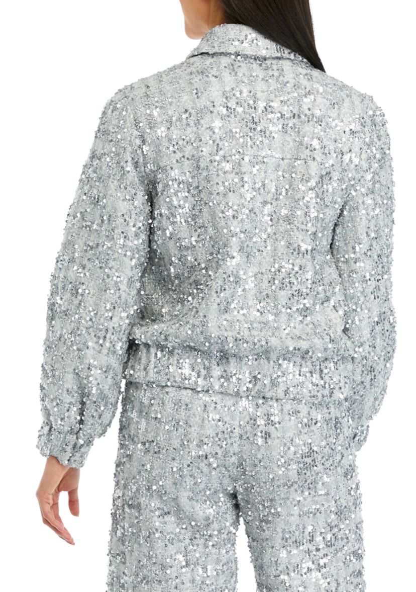 Womens Sequin Tweed Jacket