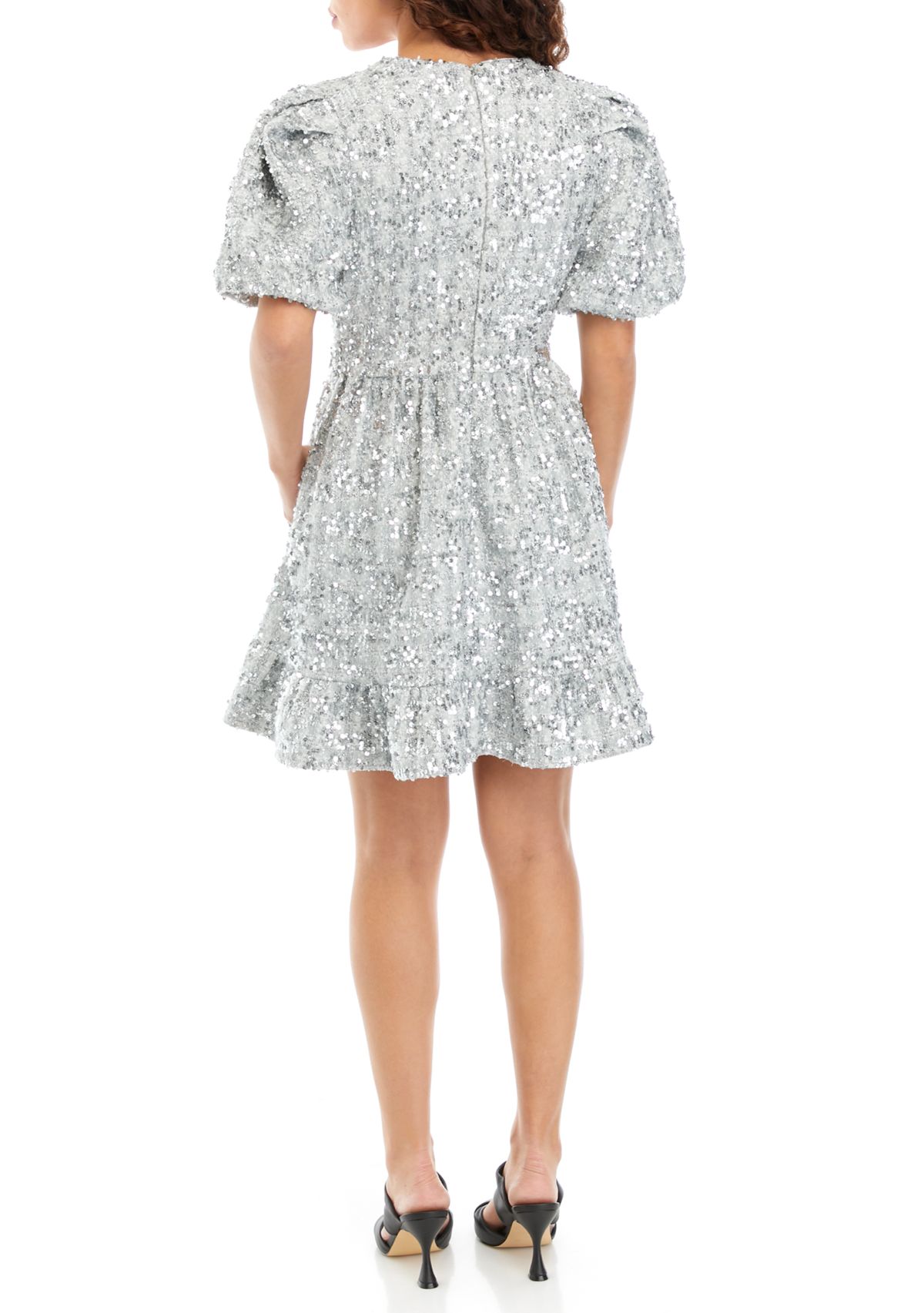 Womens Sequin Tiered Mini Dress