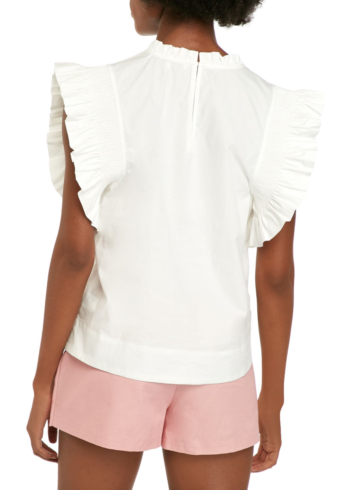 Ruffle Sleeve Poplin Top