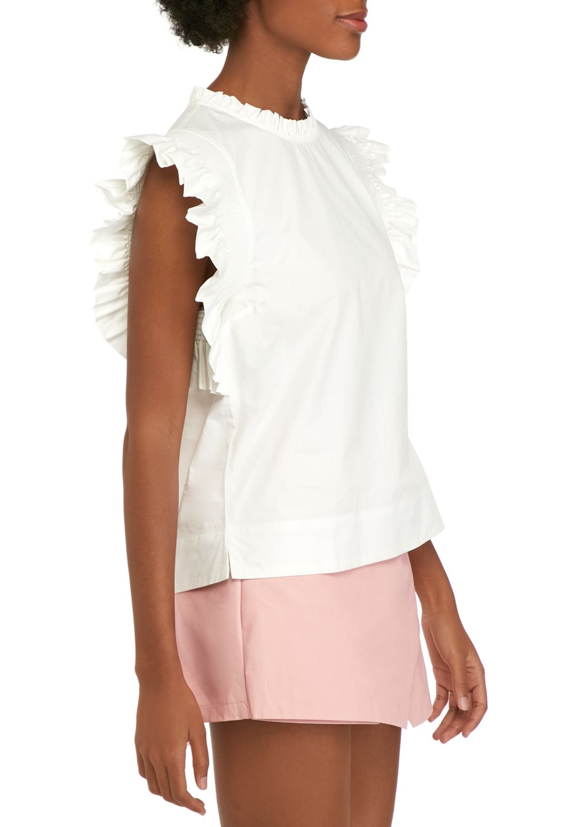 Ruffle Sleeve Poplin Top