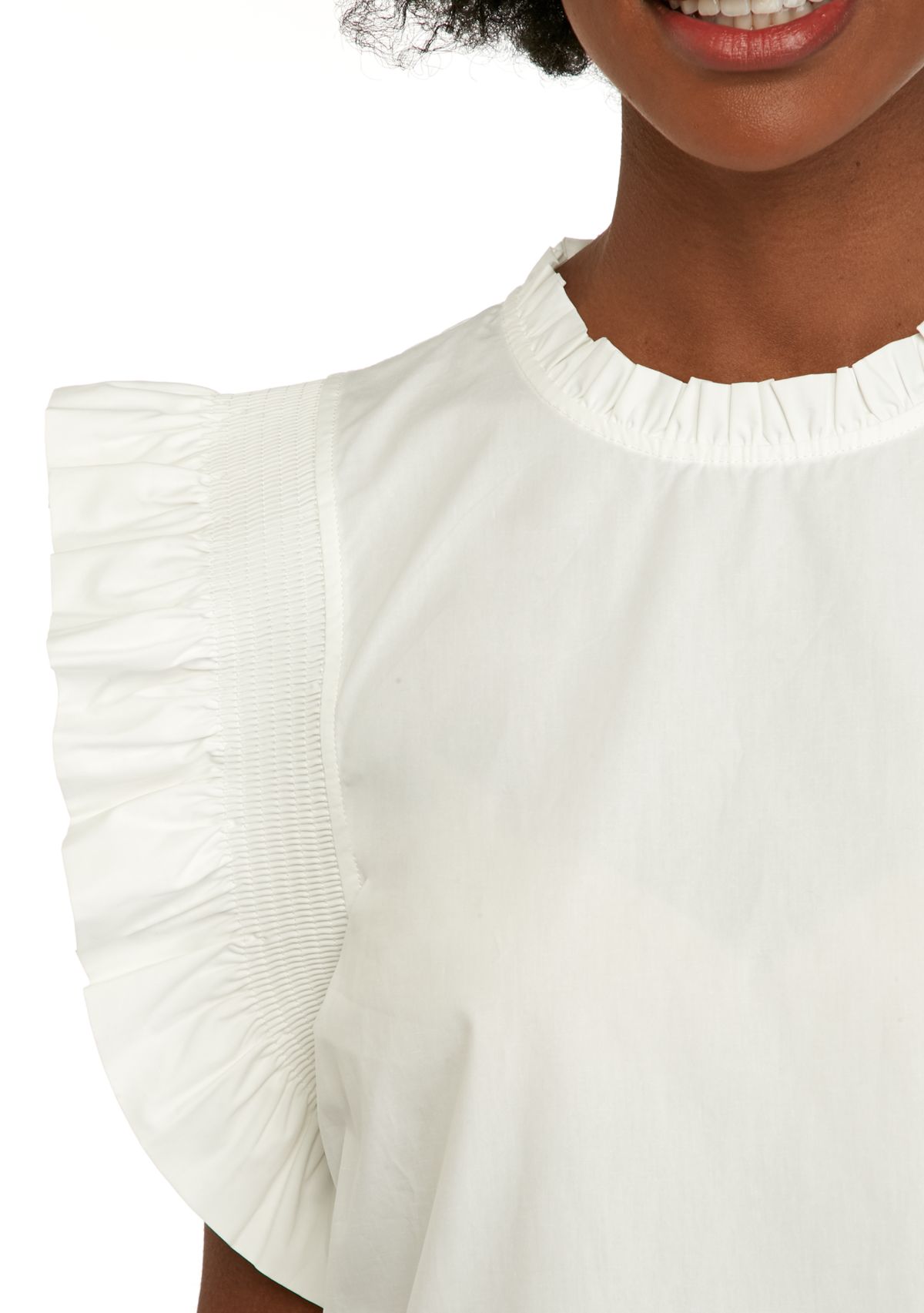 Ruffle Sleeve Poplin Top