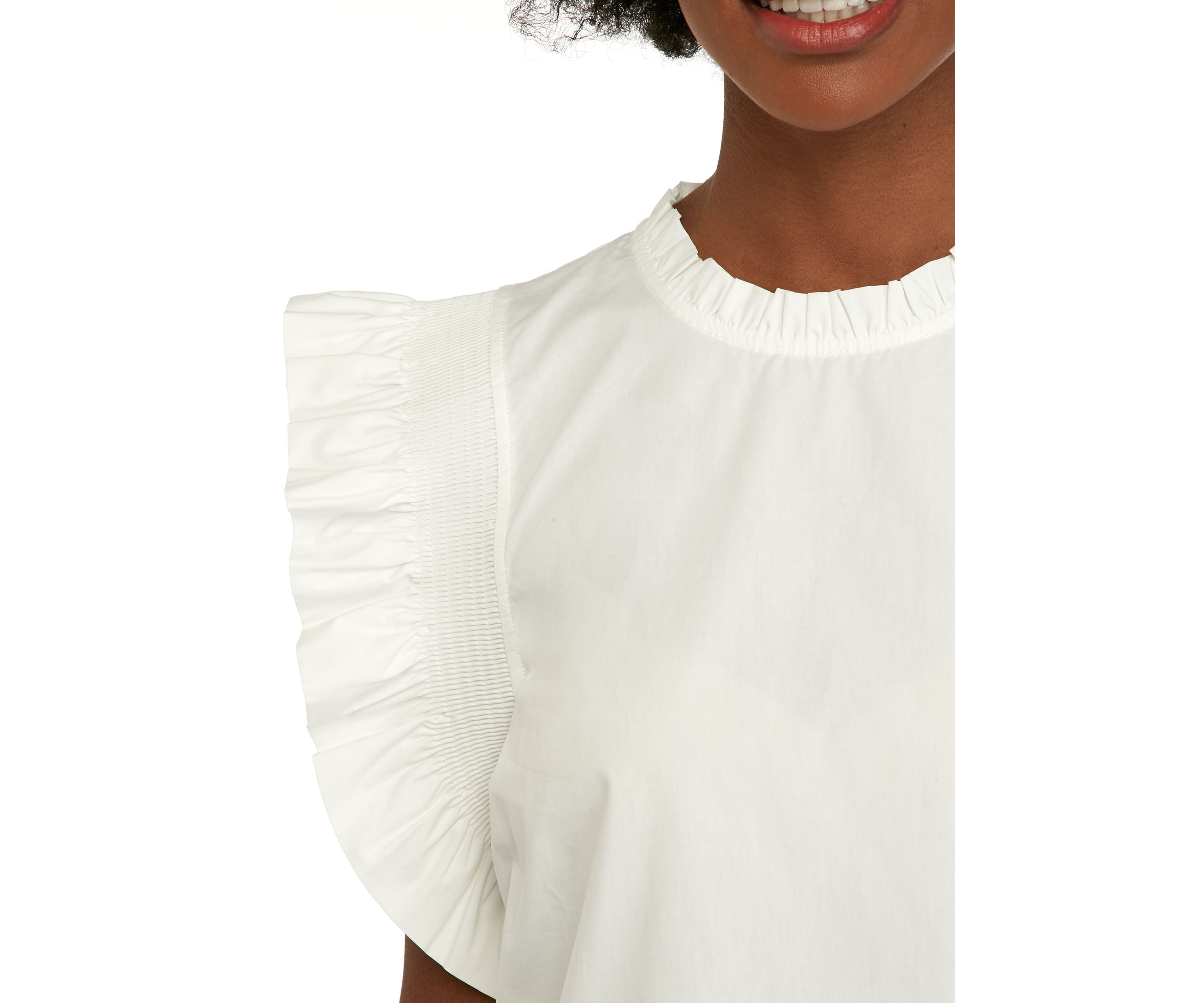 Ruffle Sleeve Poplin Top