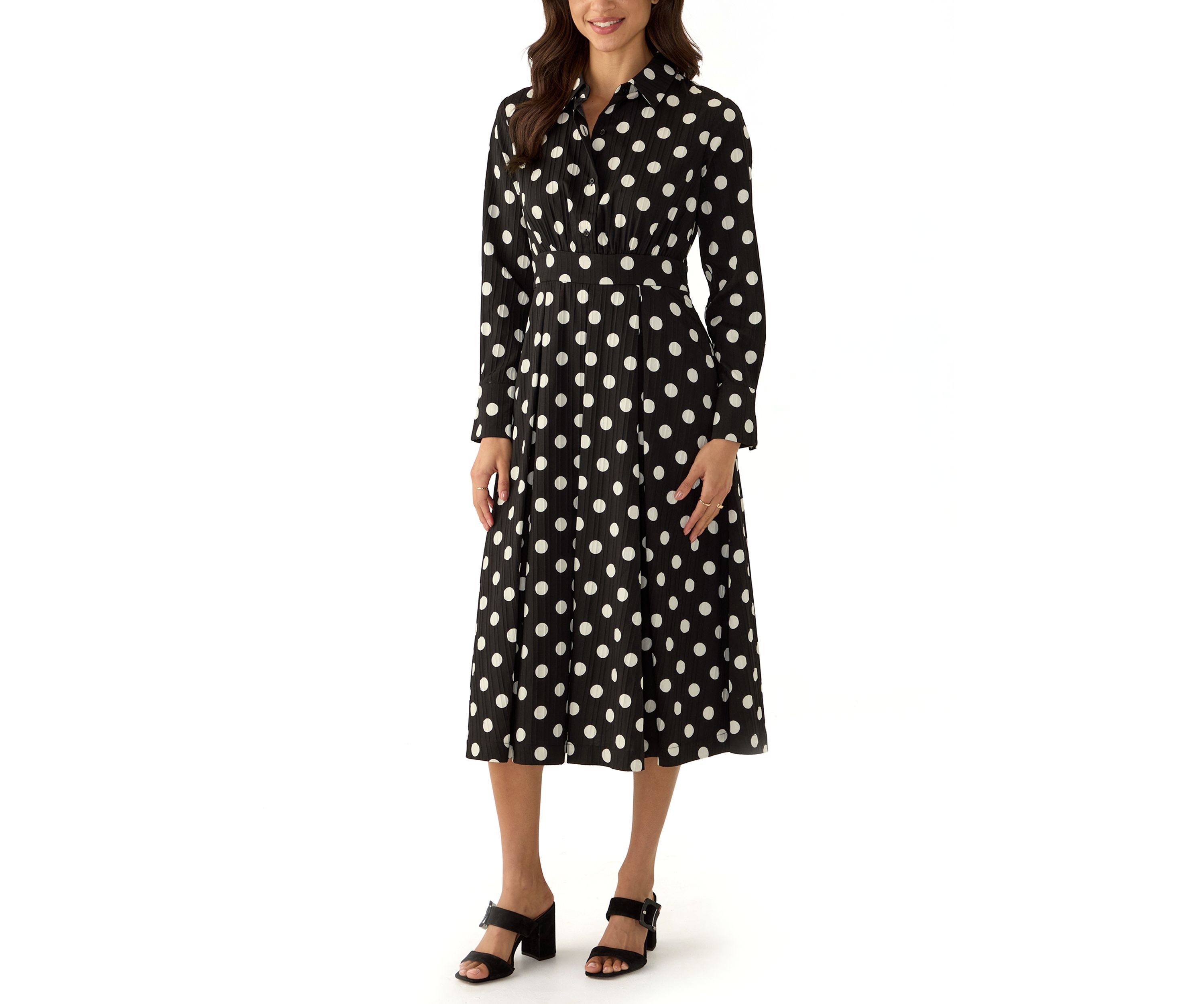 Womens Polka Dot Printed Shirtdress