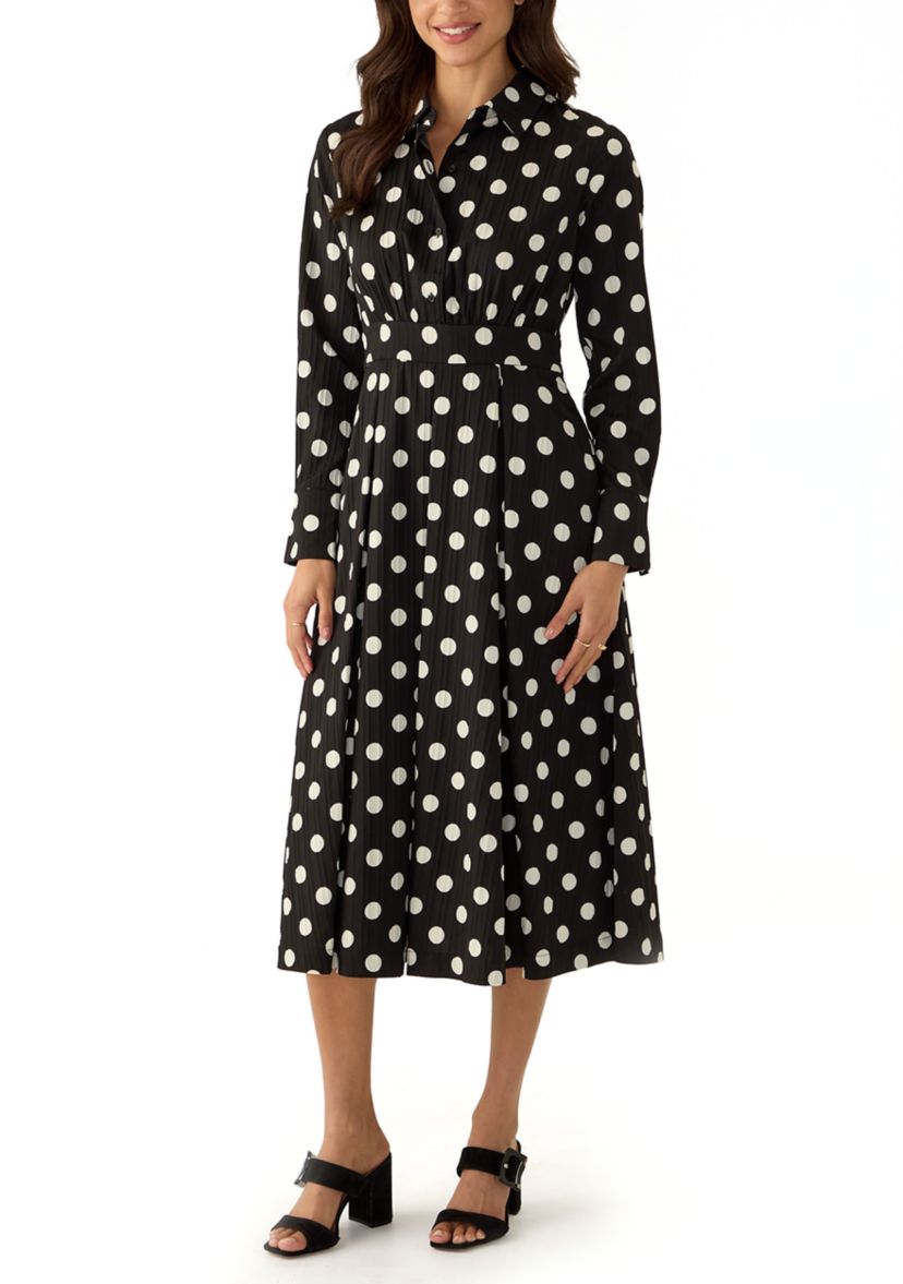 Womens Polka Dot Printed Shirtdress