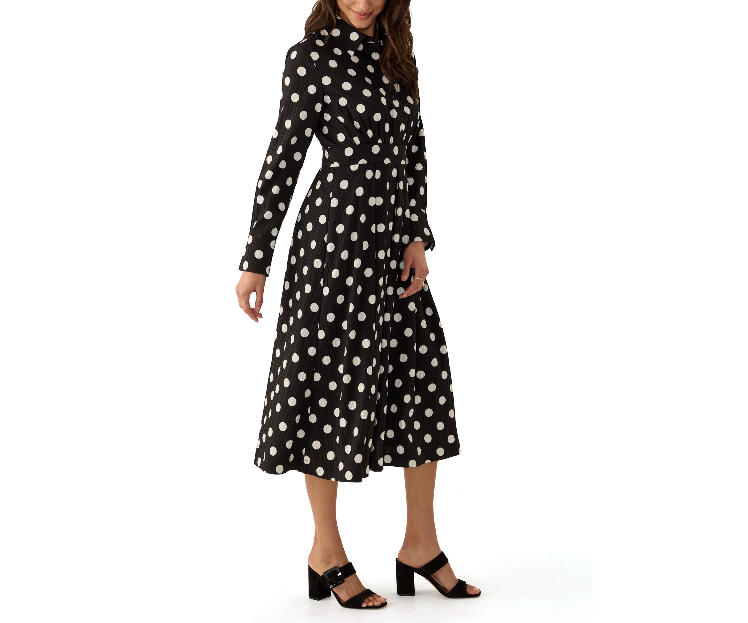 Womens Polka Dot Printed Shirtdress