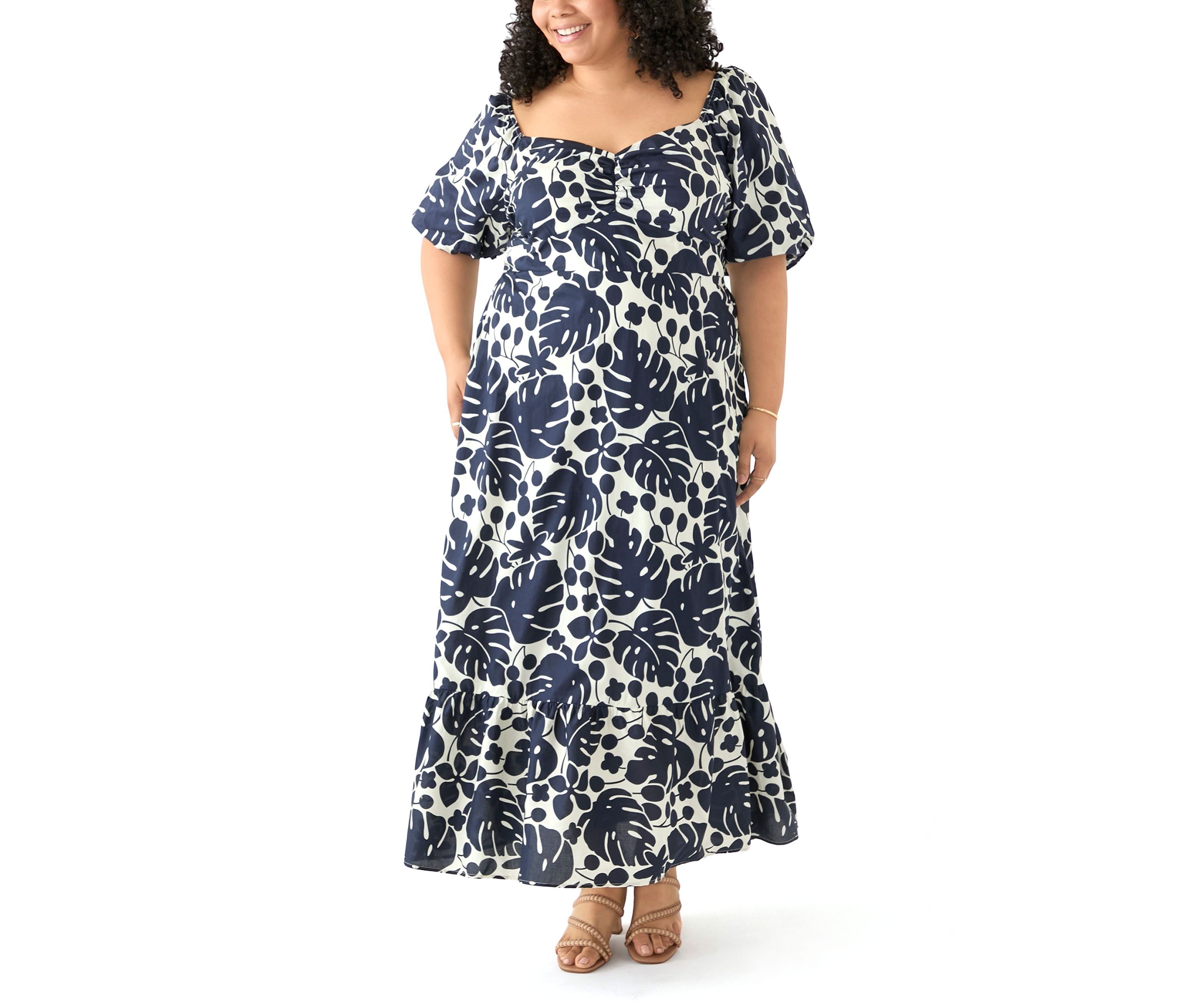 Plus Size Floral Print Maxi Dress