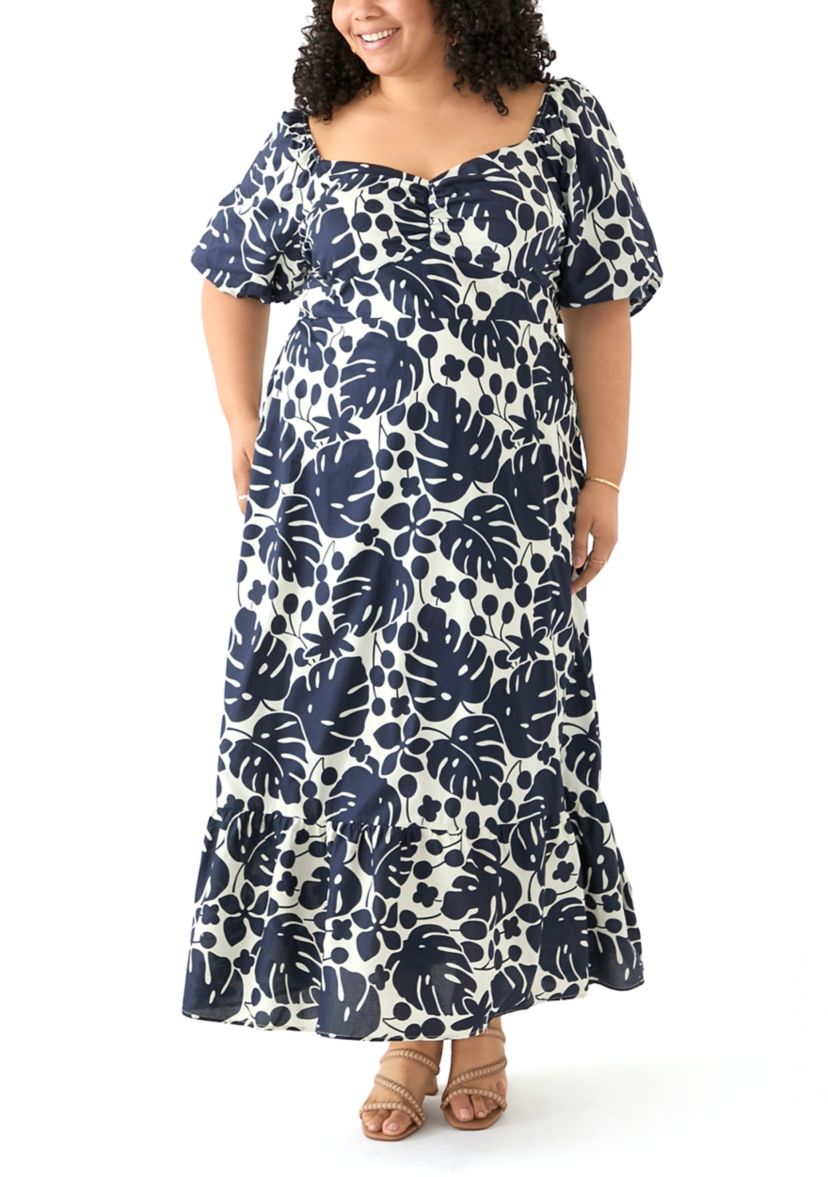 Plus Size Floral Print Maxi Dress