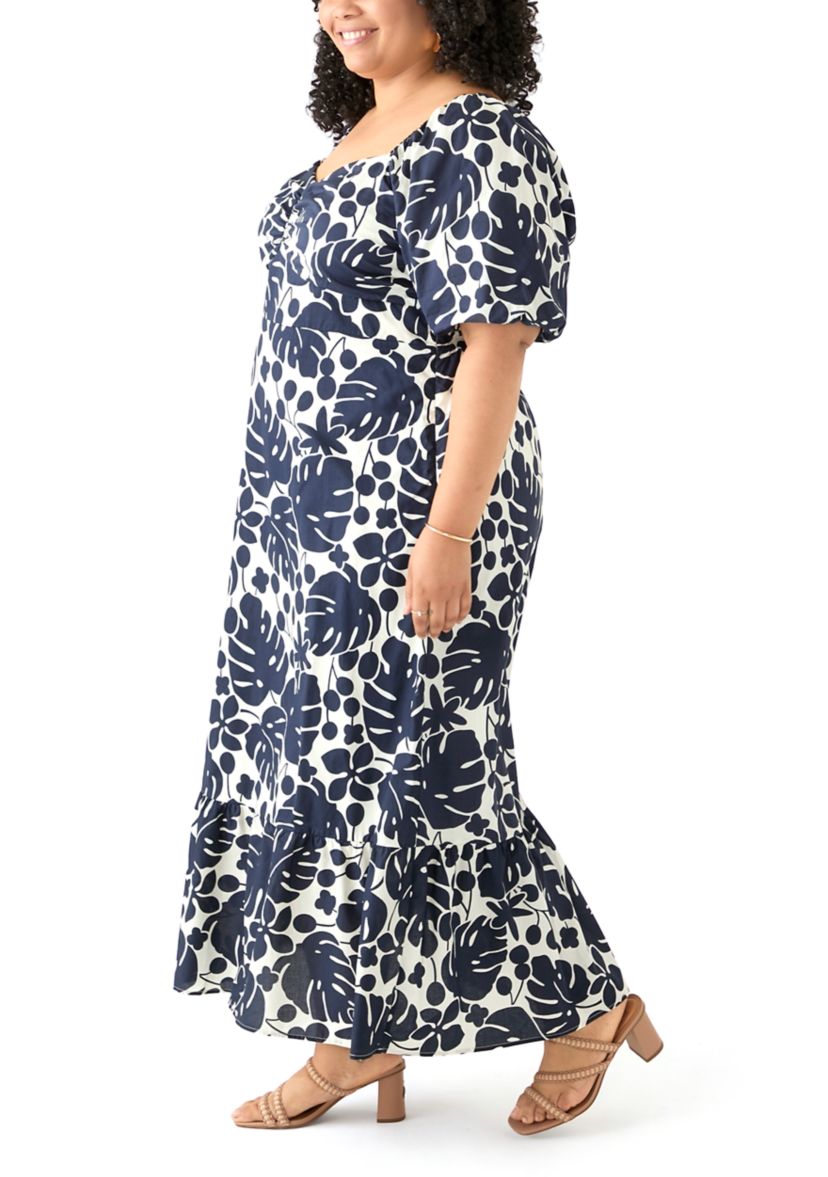 Plus Size Floral Print Maxi Dress