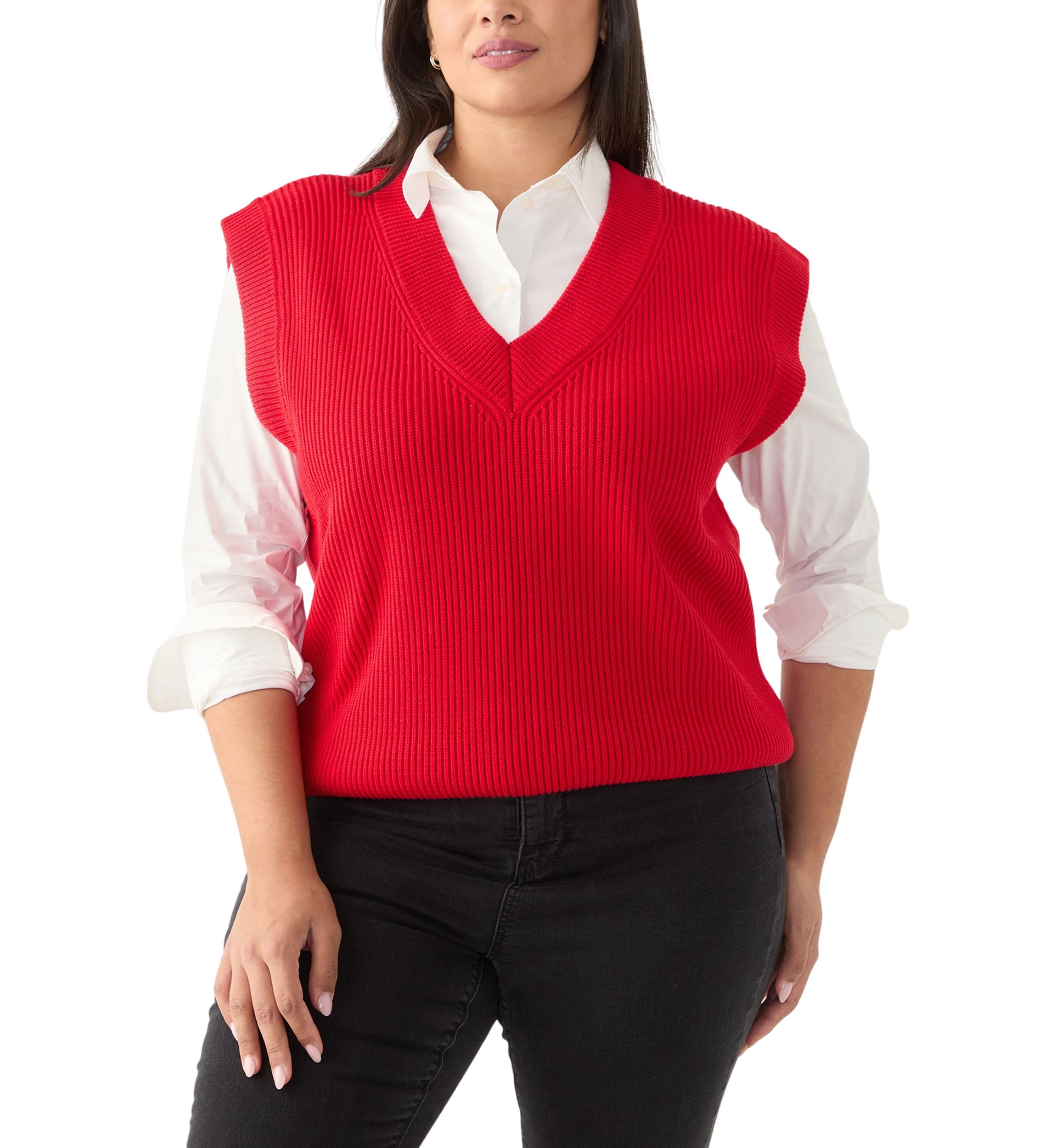 Plus Size V-Neck Sleeveless Sweater Vest 