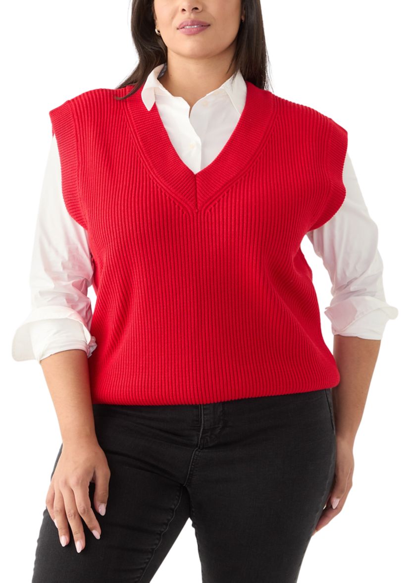 Plus Size V-Neck Sleeveless Sweater Vest 