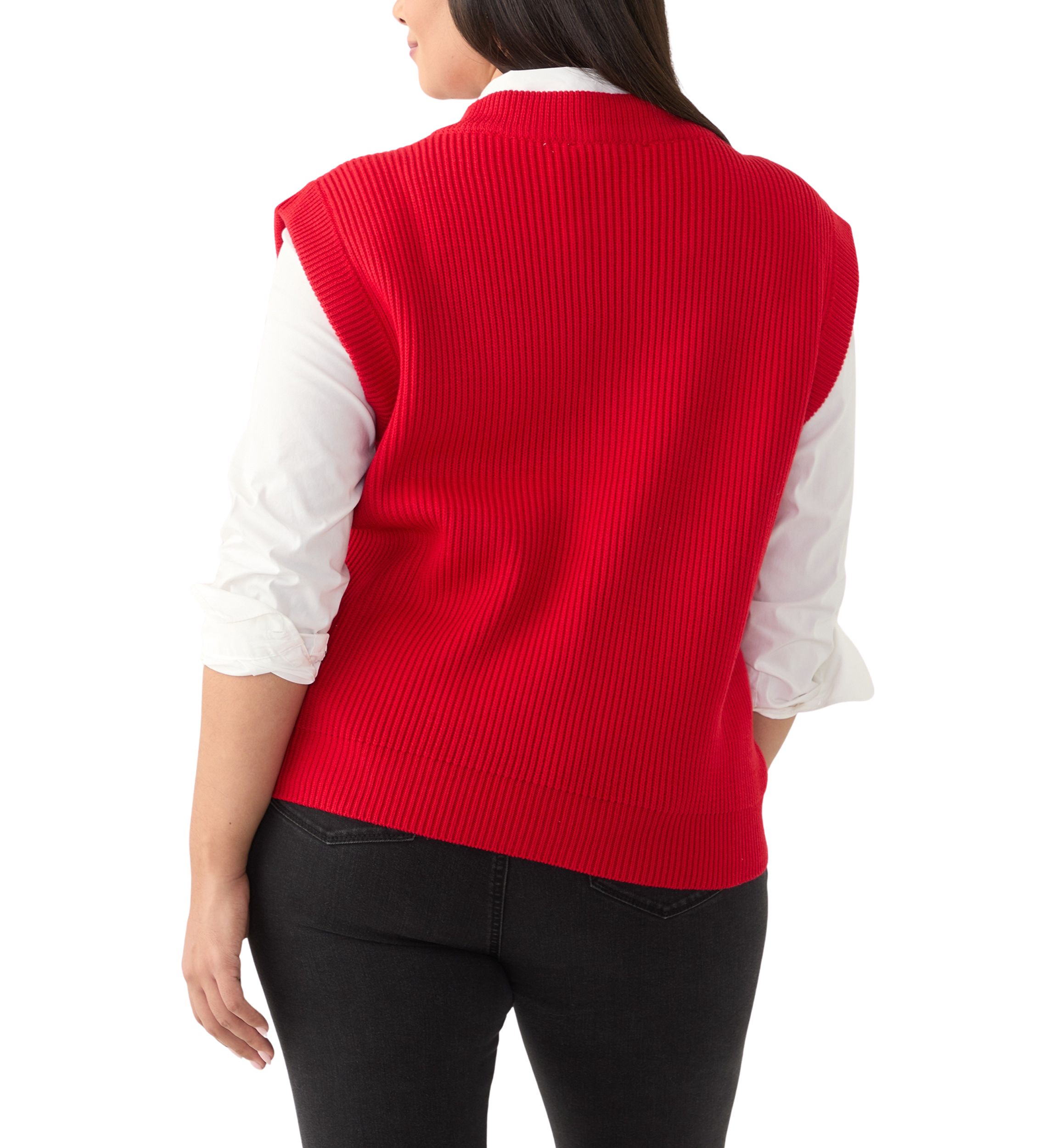 Plus Size V-Neck Sleeveless Sweater Vest 