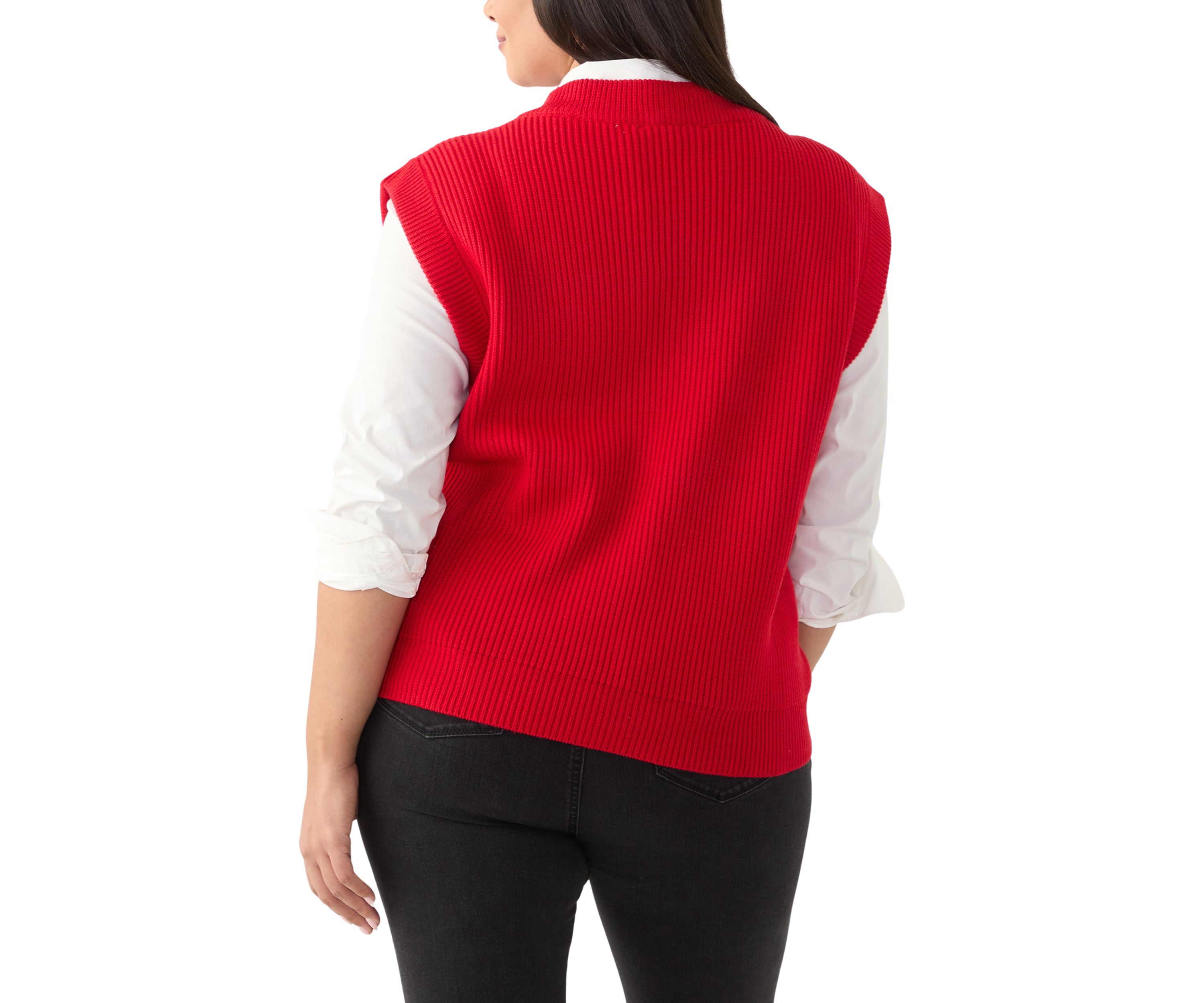 Plus Size V-Neck Sleeveless Sweater Vest 