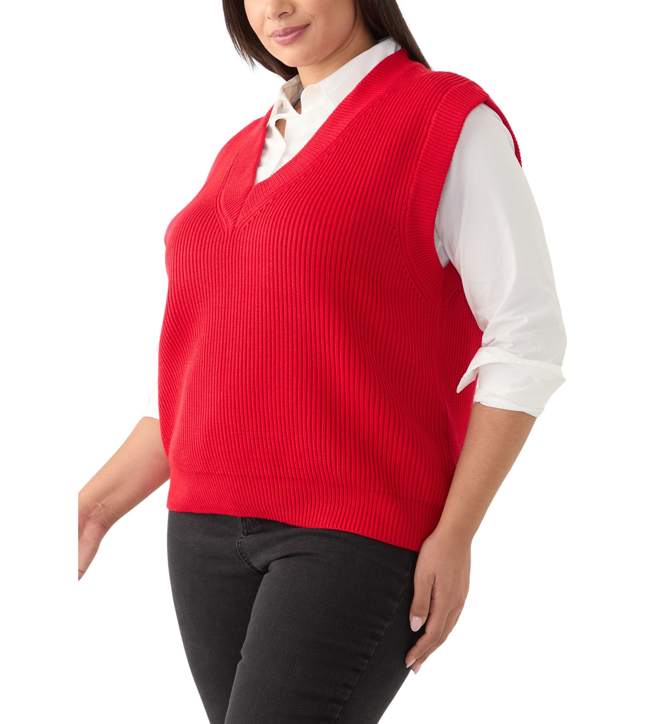 Plus Size V-Neck Sleeveless Sweater Vest 