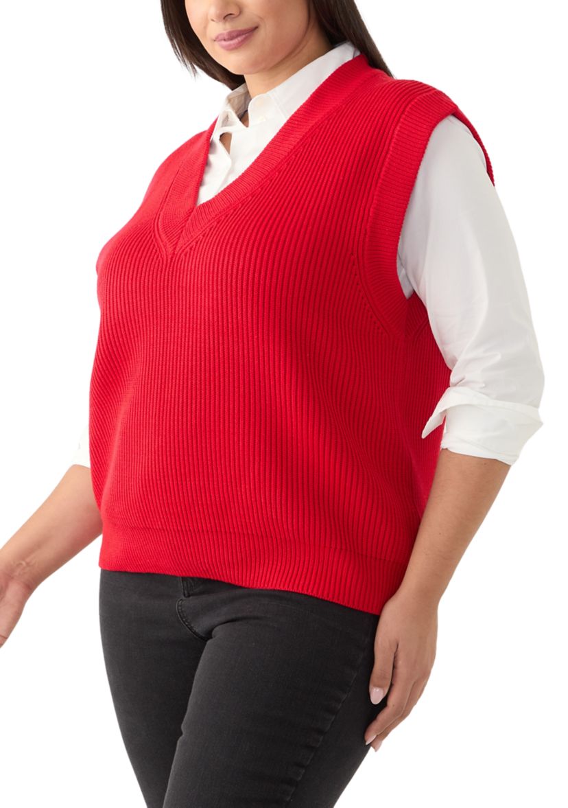 Plus Size V-Neck Sleeveless Sweater Vest 