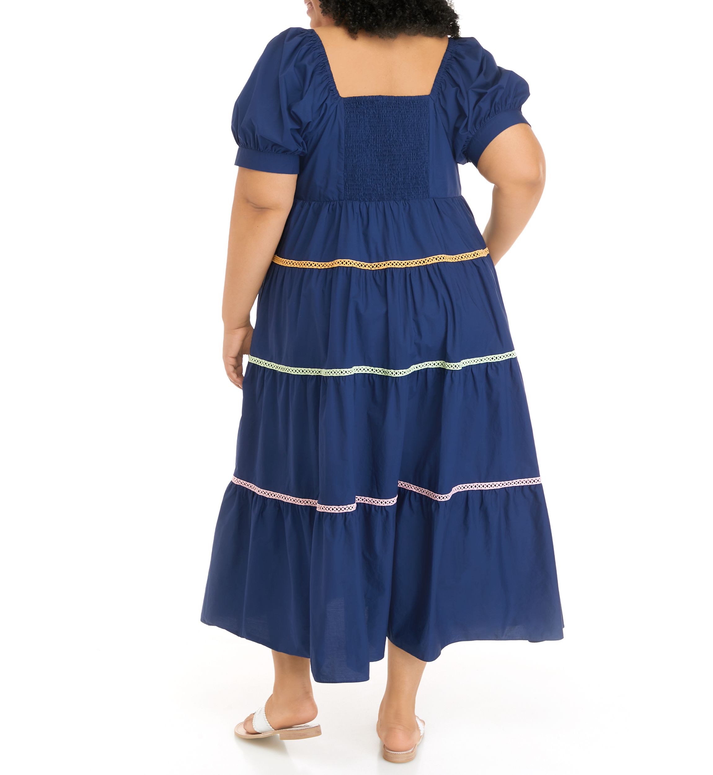 Plus Size Multi Color Trim Midi Dress