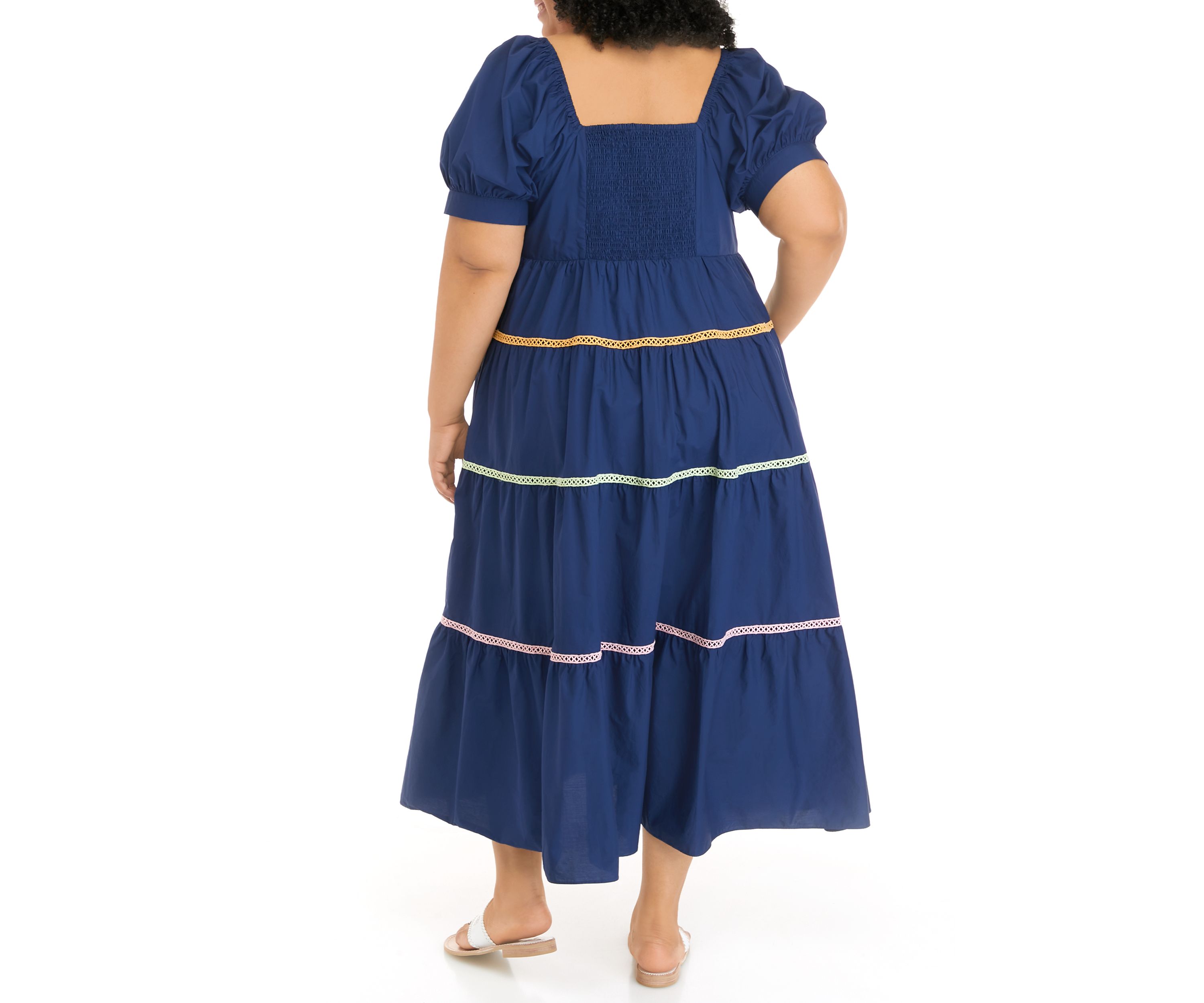 Plus Size Multi Color Trim Midi Dress