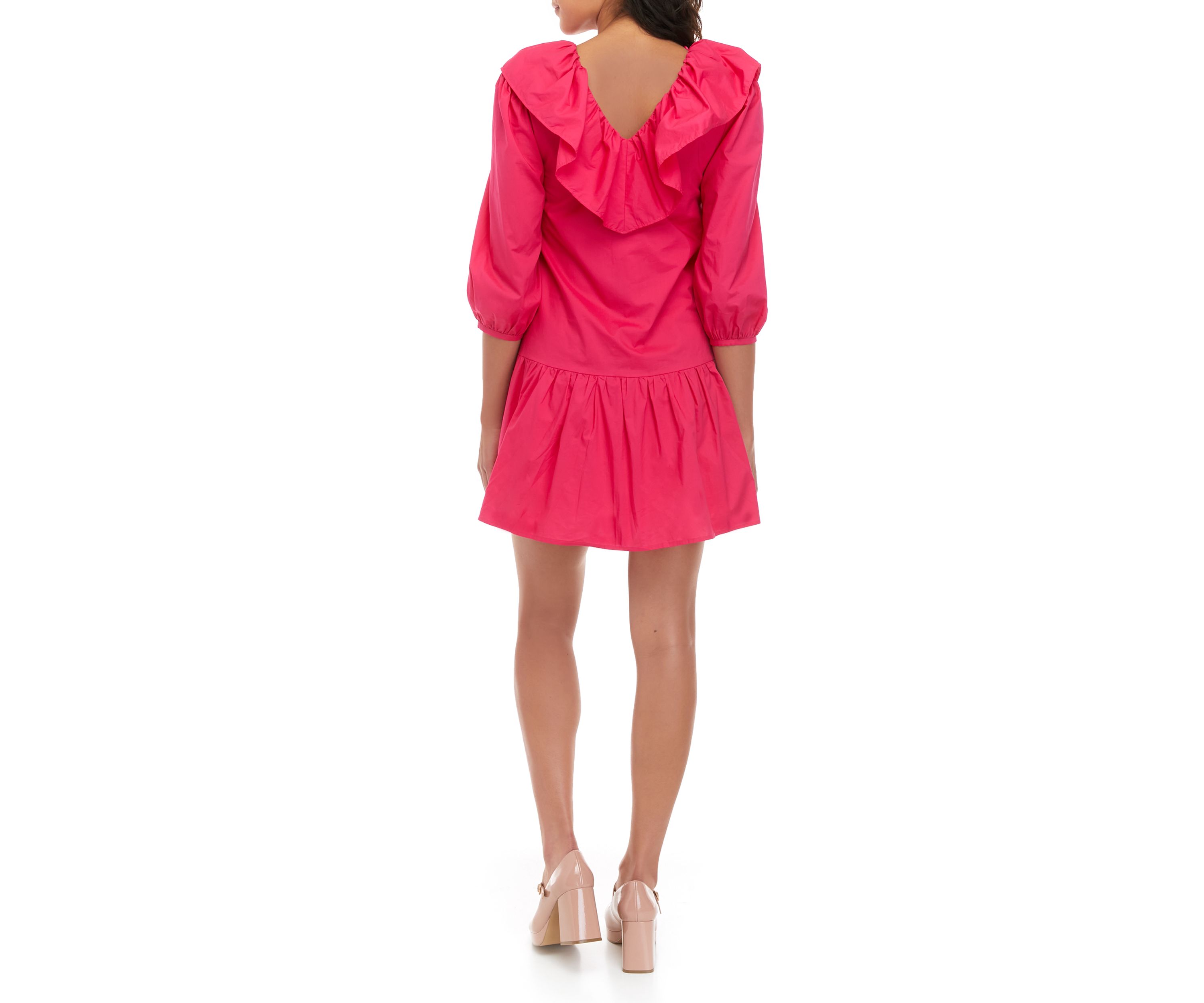 Womens 3/4 Sleeve Ruffle Dress