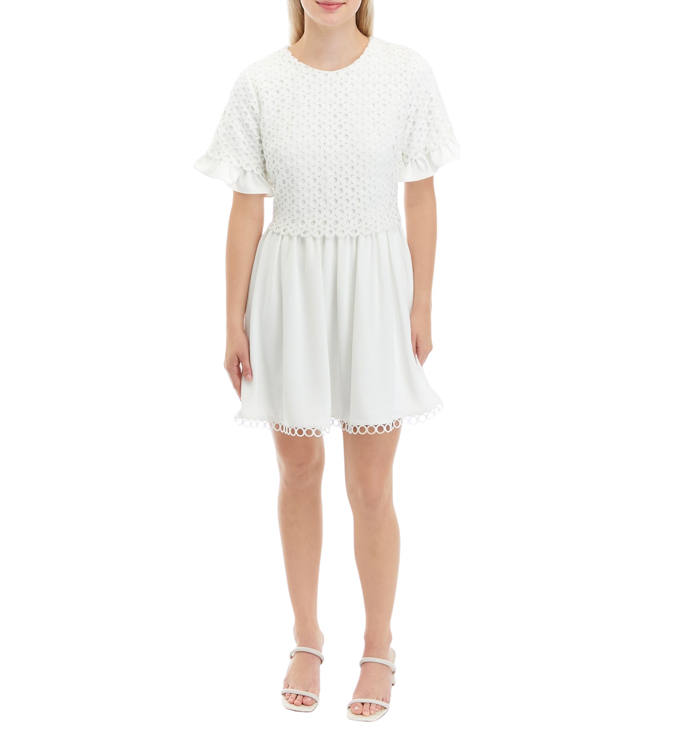 Womens Mixed Media Lace Dress