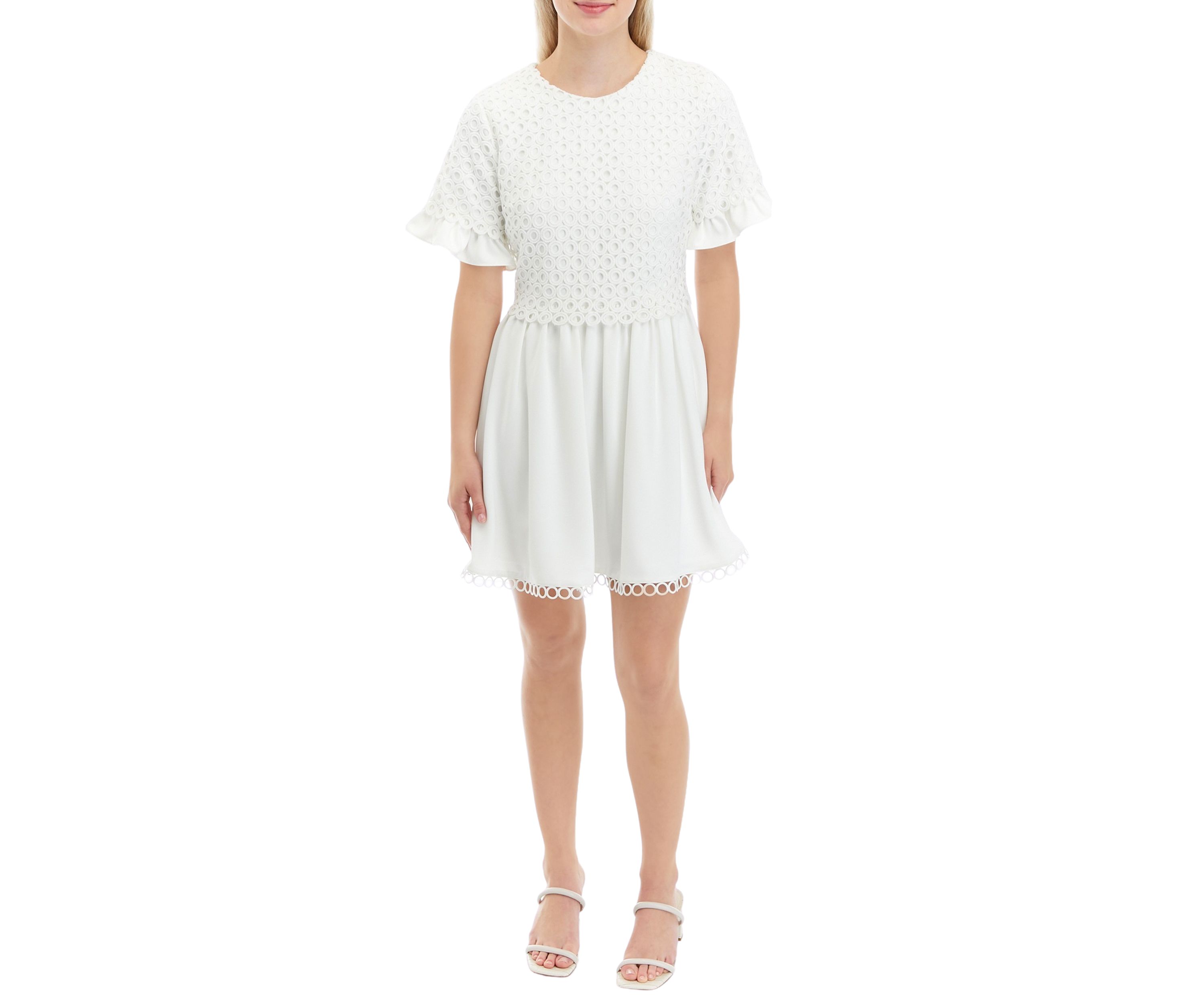 Womens Mixed Media Lace Dress