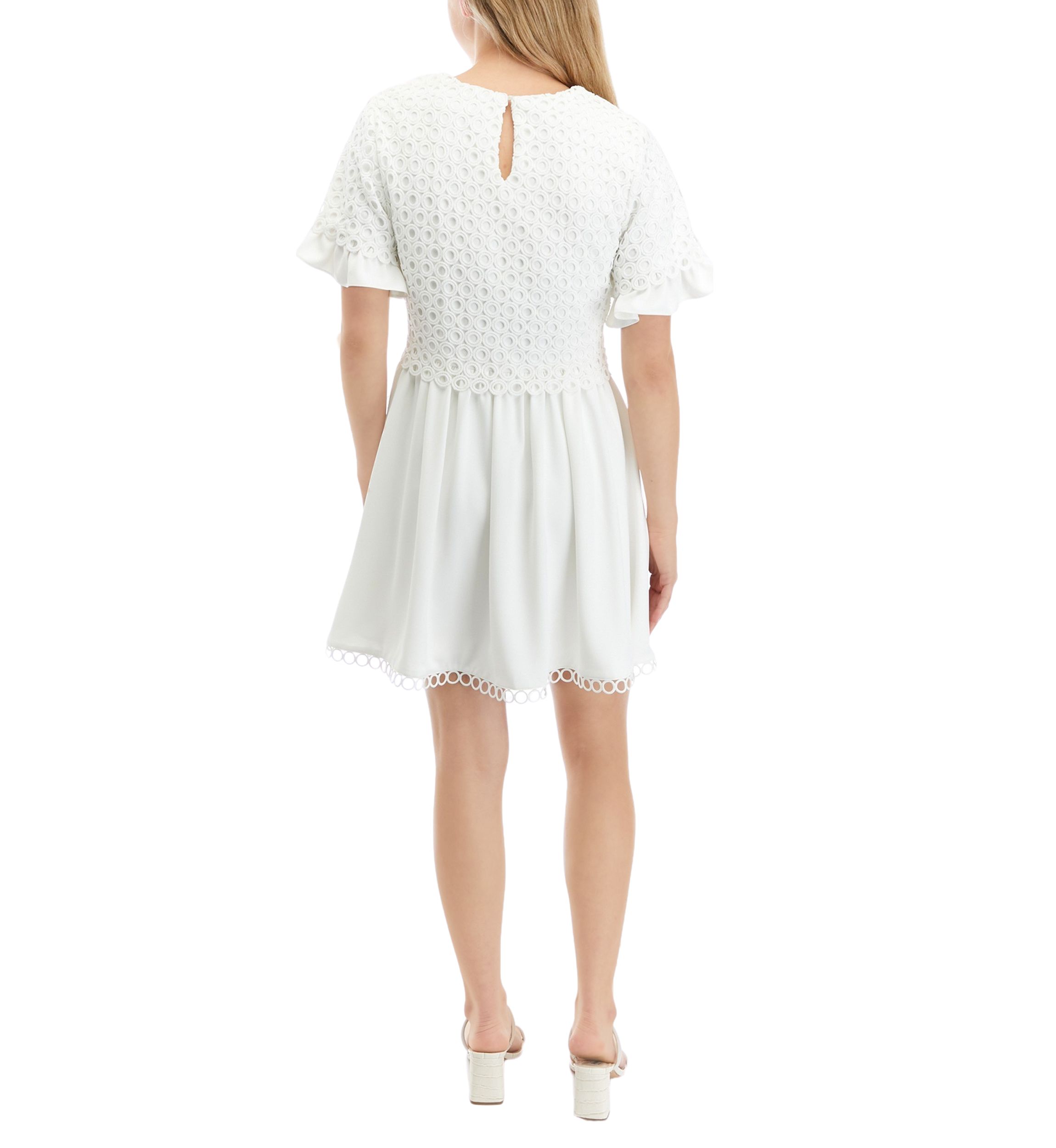 Womens Mixed Media Lace Dress
