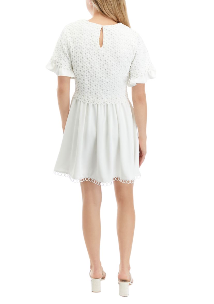 Womens Mixed Media Lace Dress