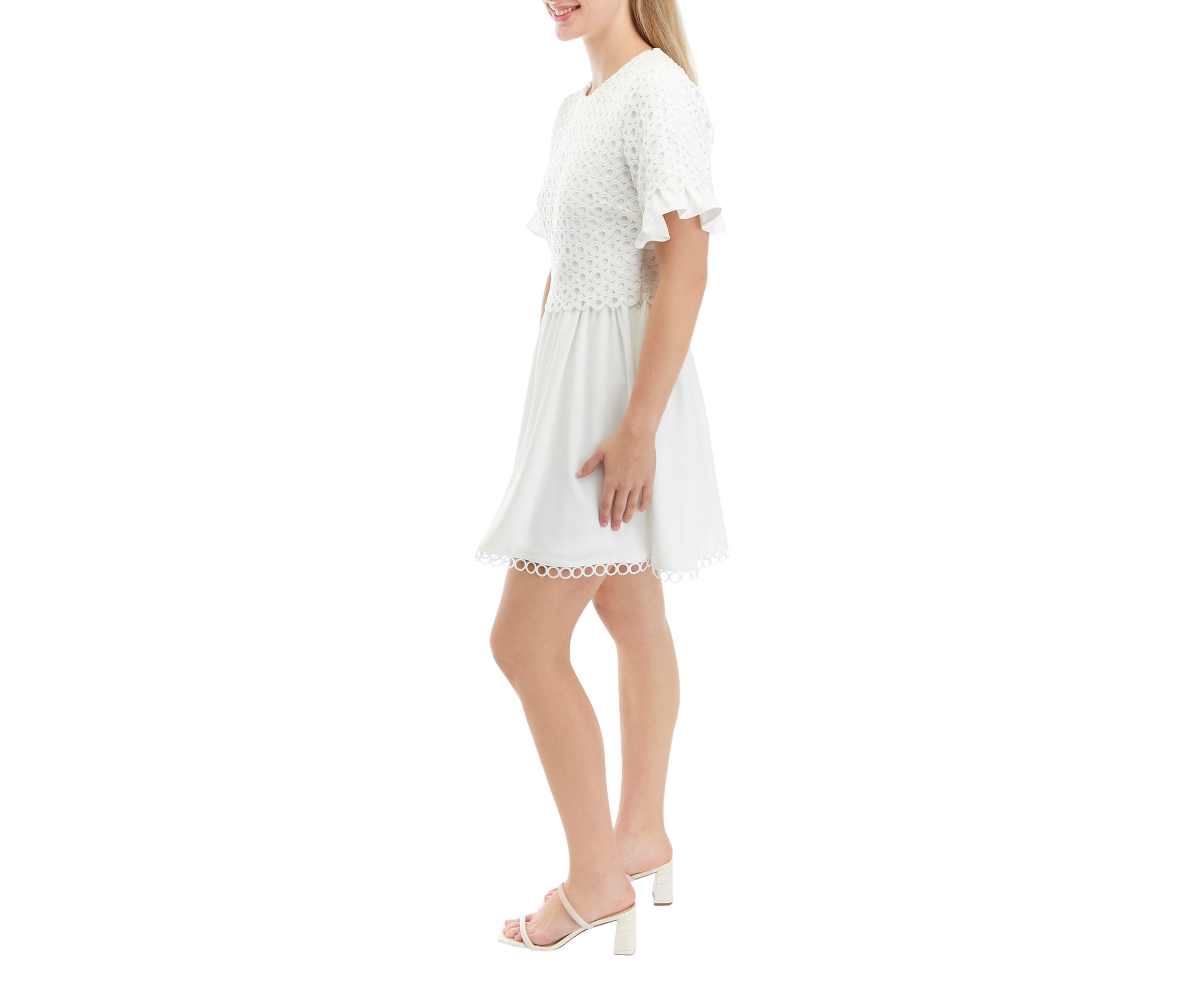 Womens Mixed Media Lace Dress