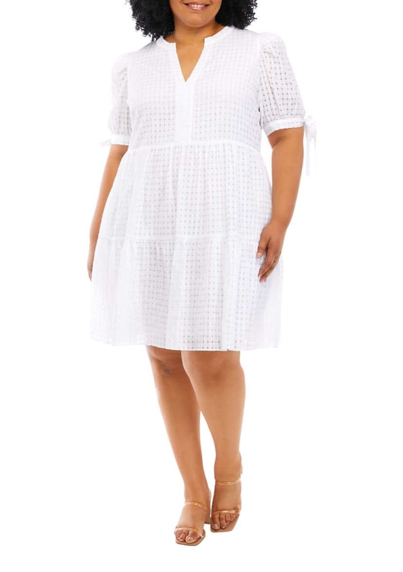 Plus Size Gingham Tiered Mini Dress
