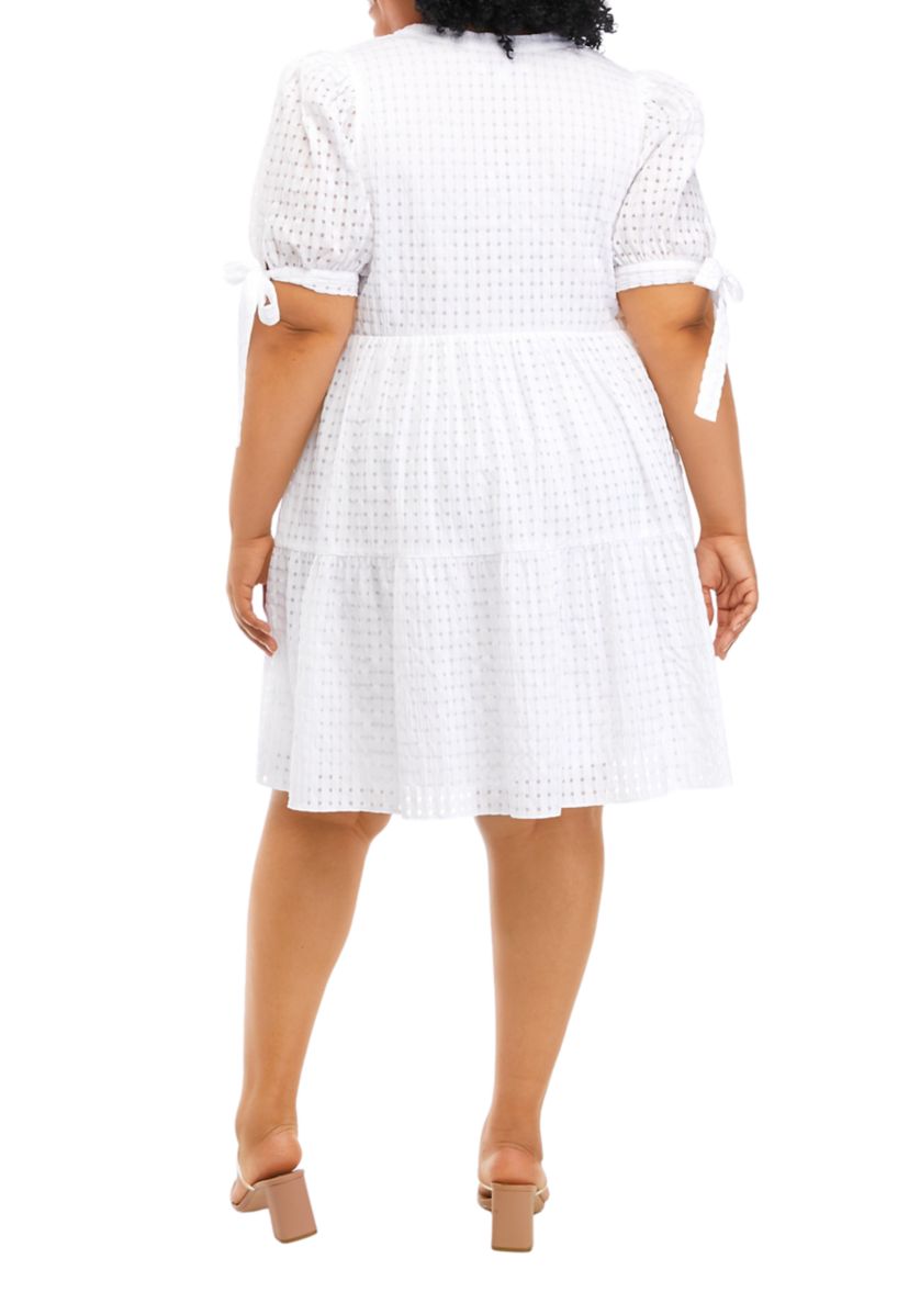 Plus Size Gingham Tiered Mini Dress
