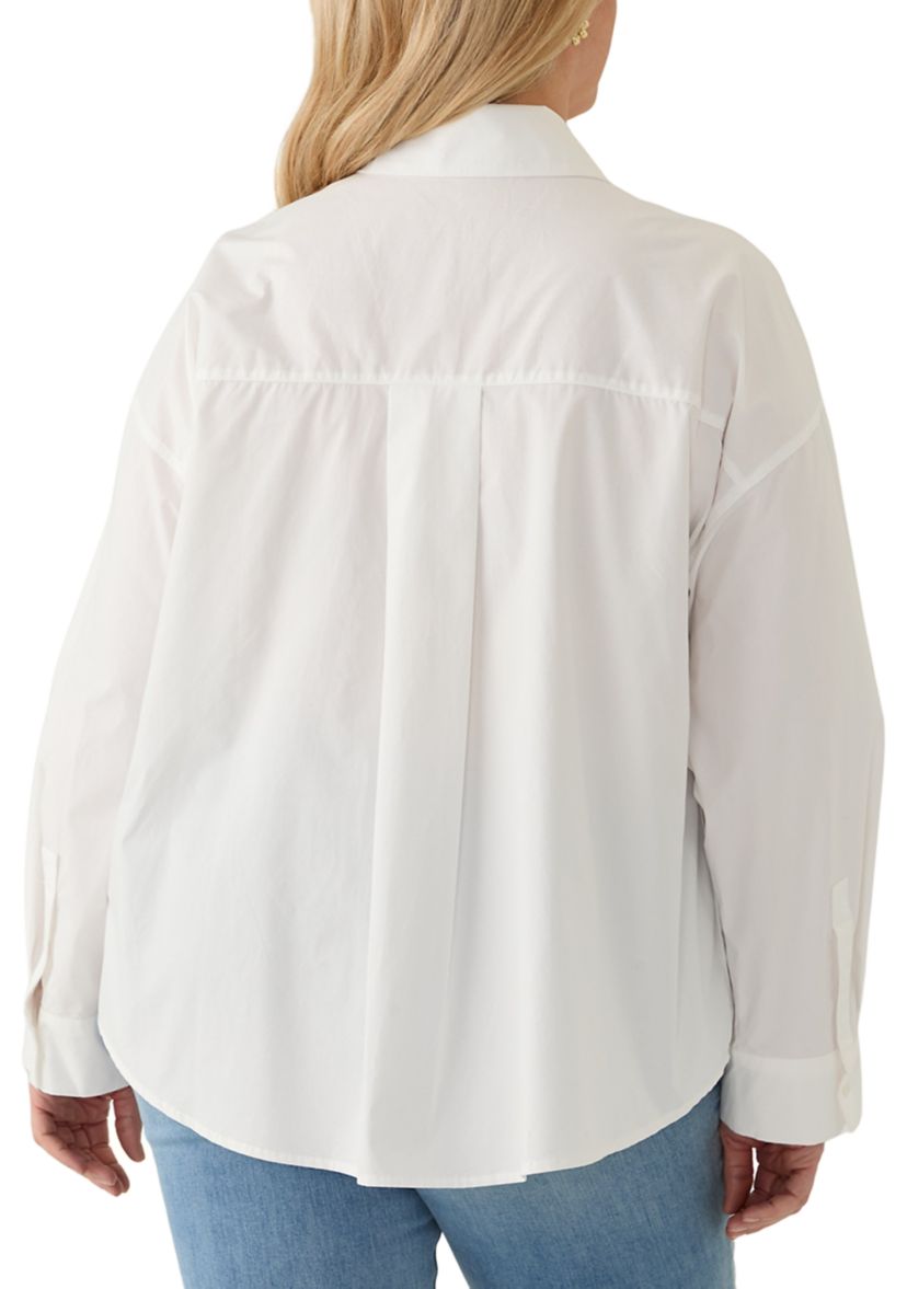 Plus Size Bow Poplin Shirt
