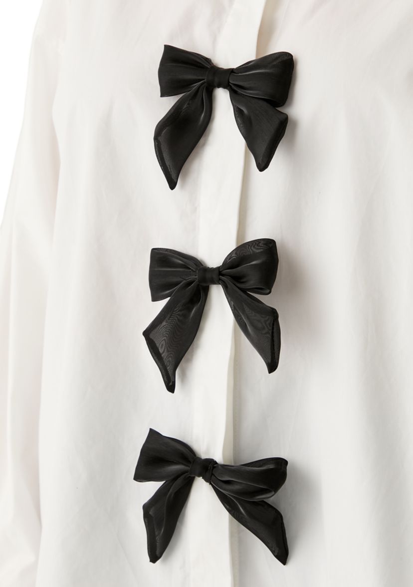 Plus Size Bow Poplin Shirt