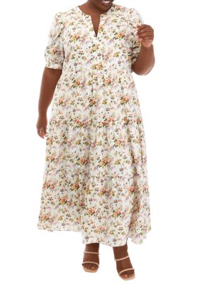 English Factory Women's Plus Size Floral Printed Midi Dress