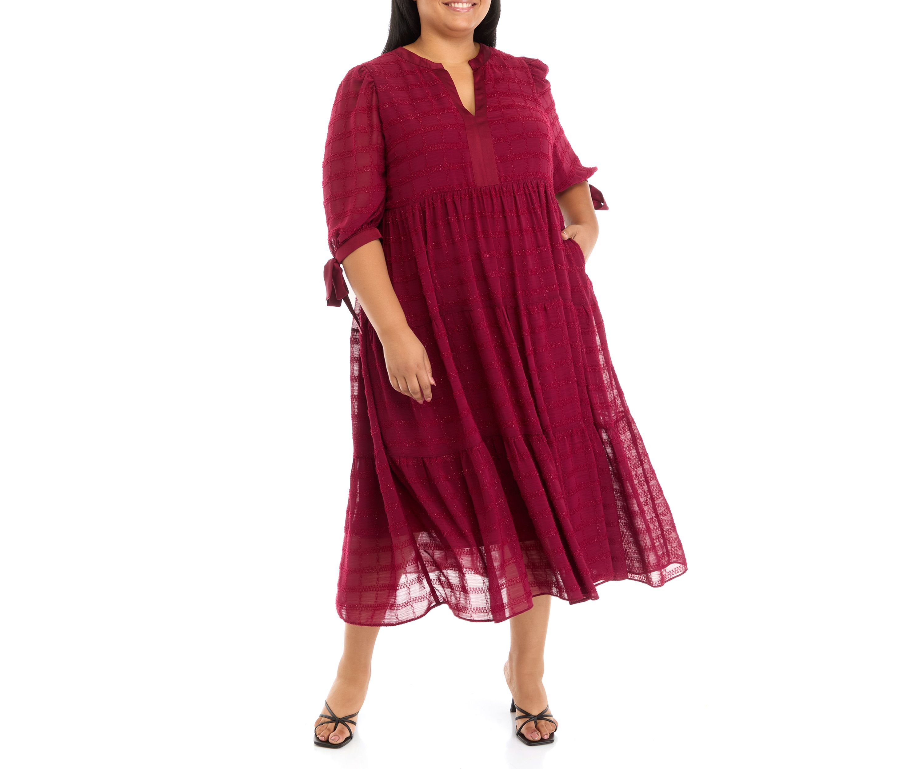 Plus Size Textured Chiffon Dress