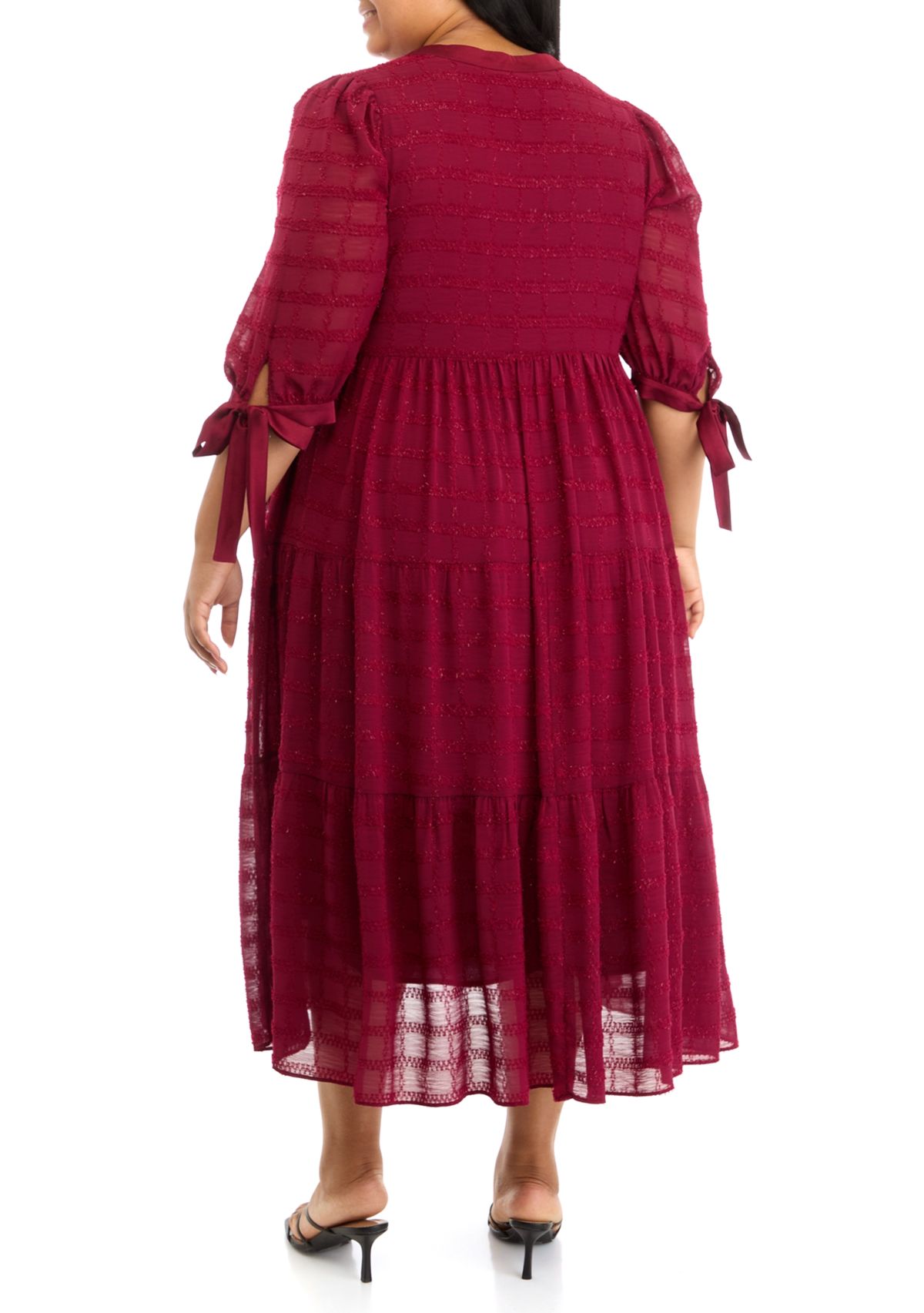 Plus Size Textured Chiffon Dress