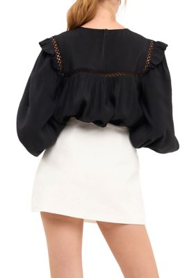 Ruffled Lace Insert Blouse