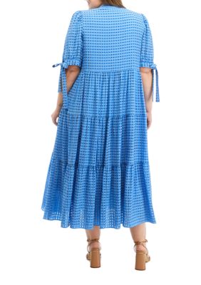 Plus Elbow Sleeve Midi Dress