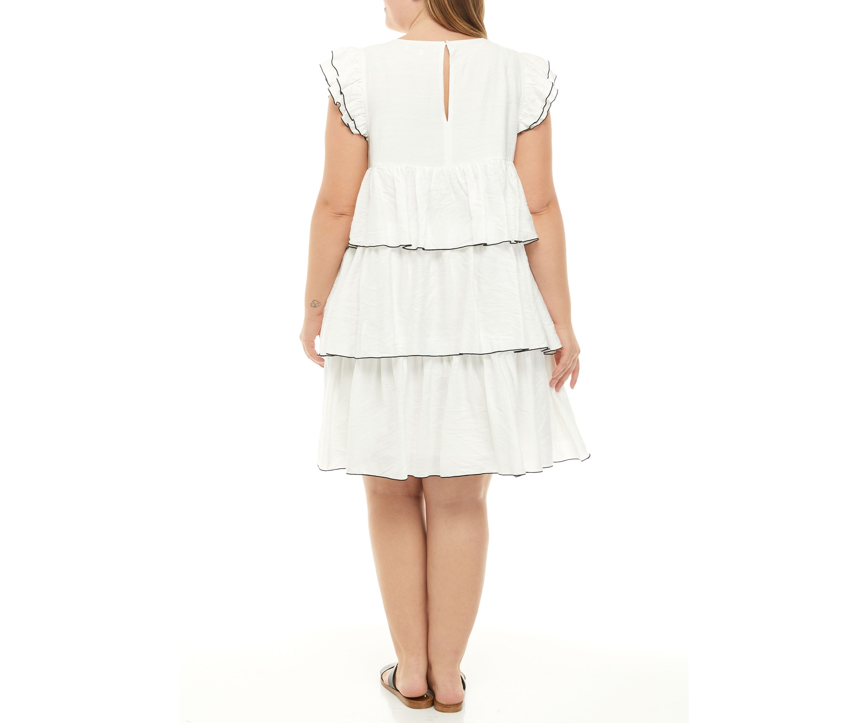 Plus Size Ruffle Sleeve Tiered Dress