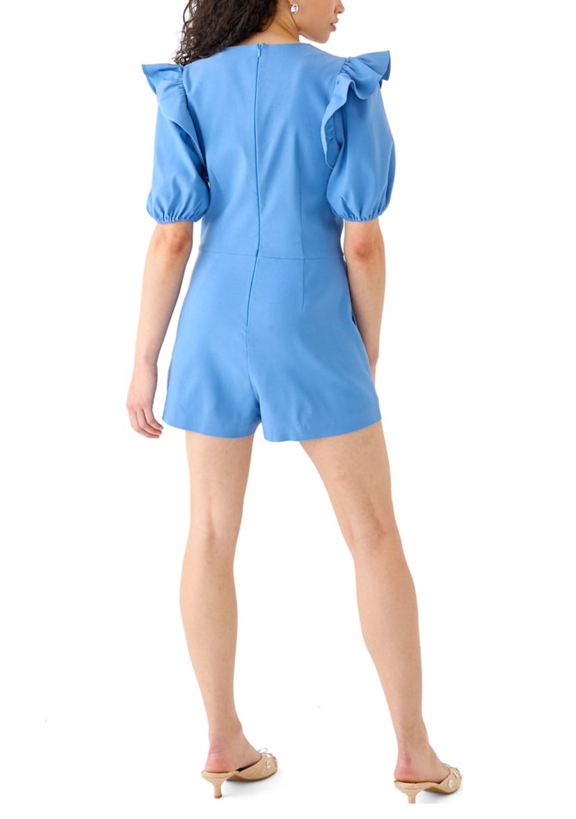 Womens Puff Sleeve Stretch Romper