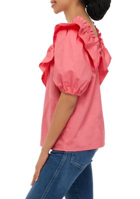 Ruffle Detail Puff Sleeve Top