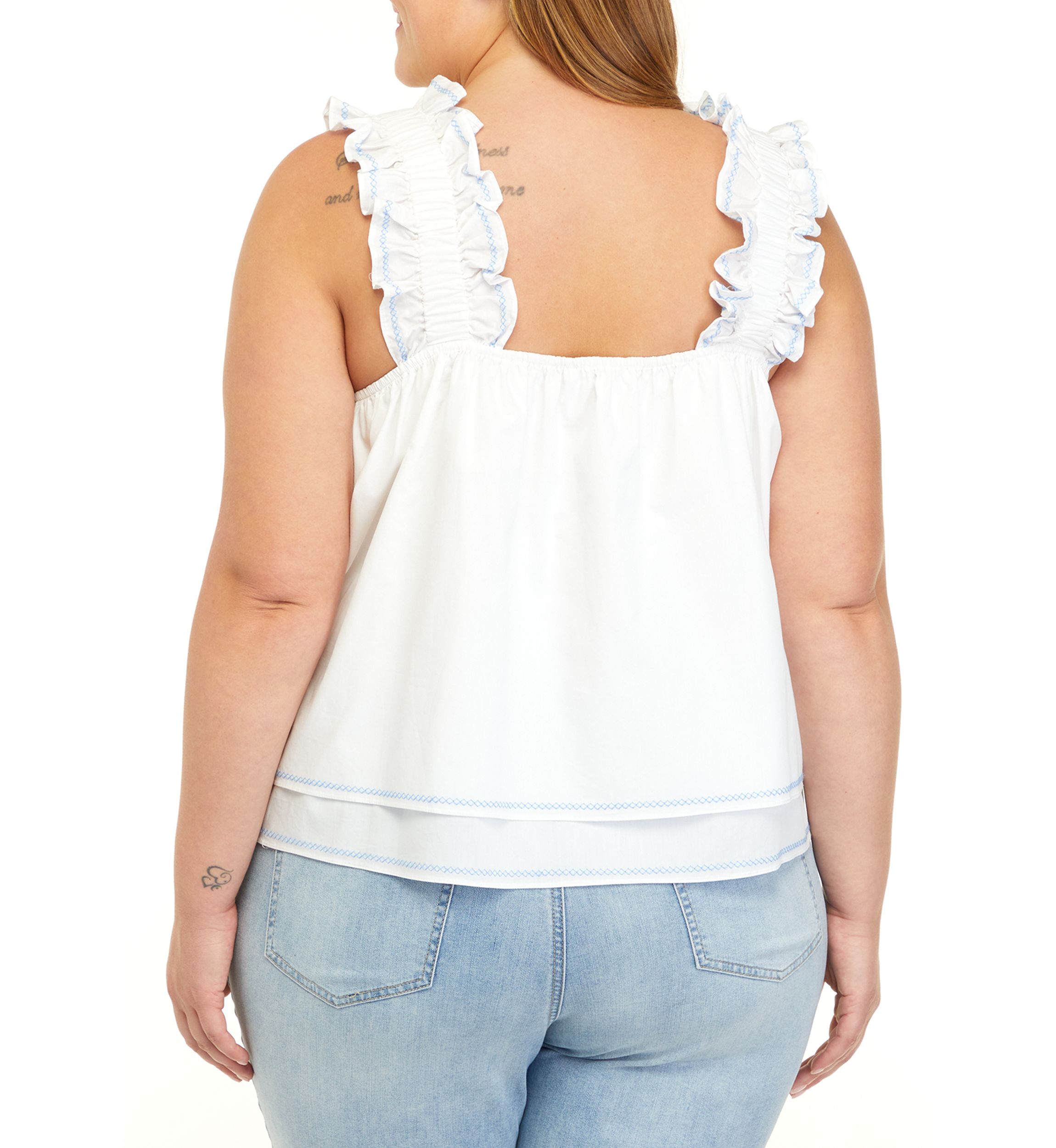 Plus Size Sleeveless Square Neck Woven Top 
