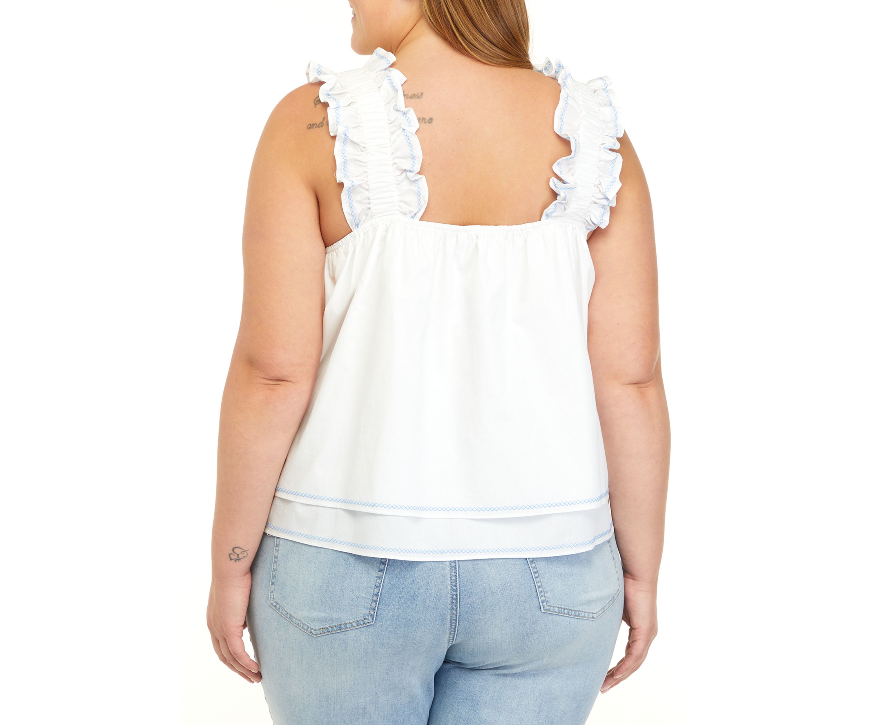 Plus Size Sleeveless Square Neck Woven Top 