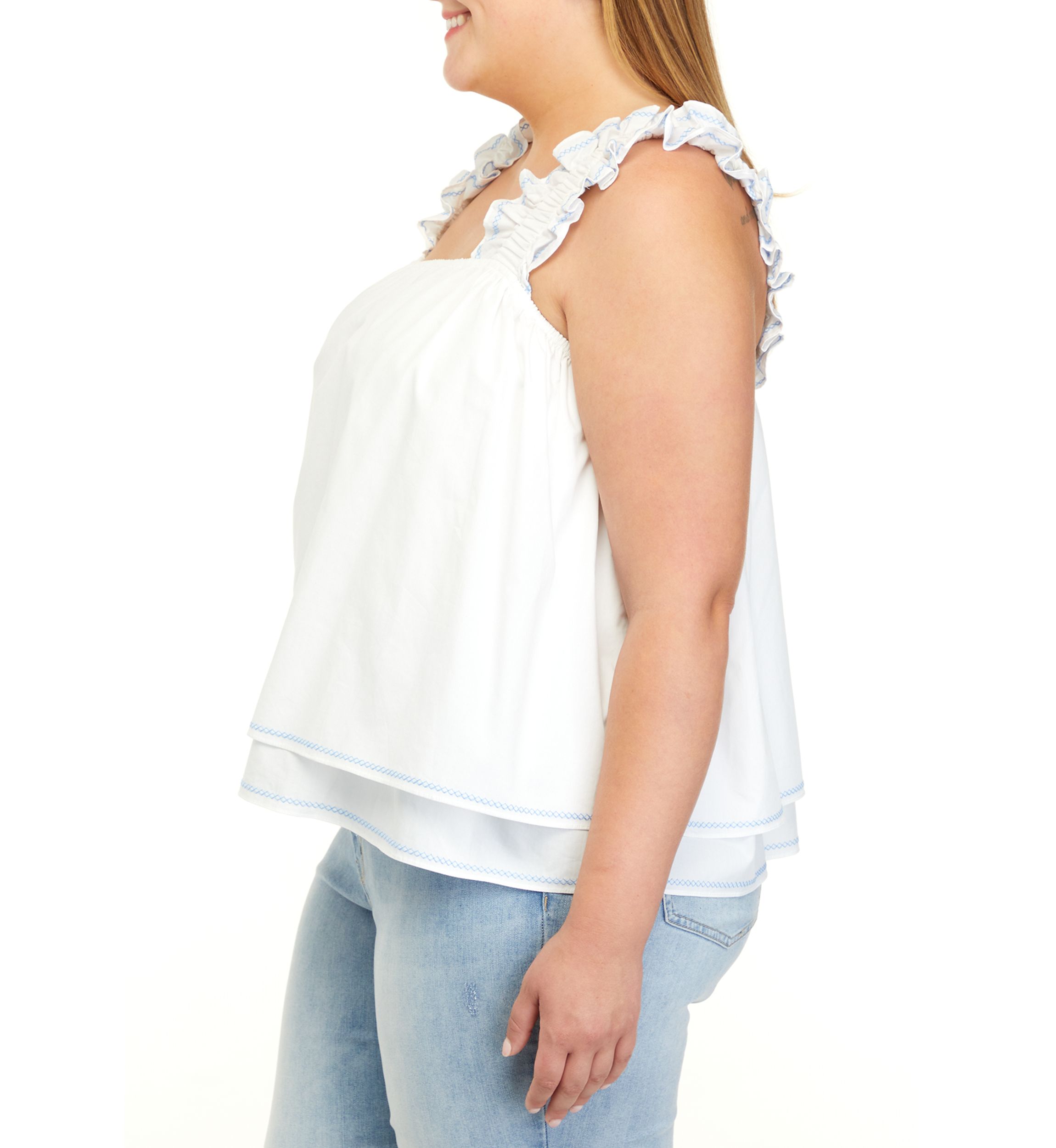 Plus Size Sleeveless Square Neck Woven Top 