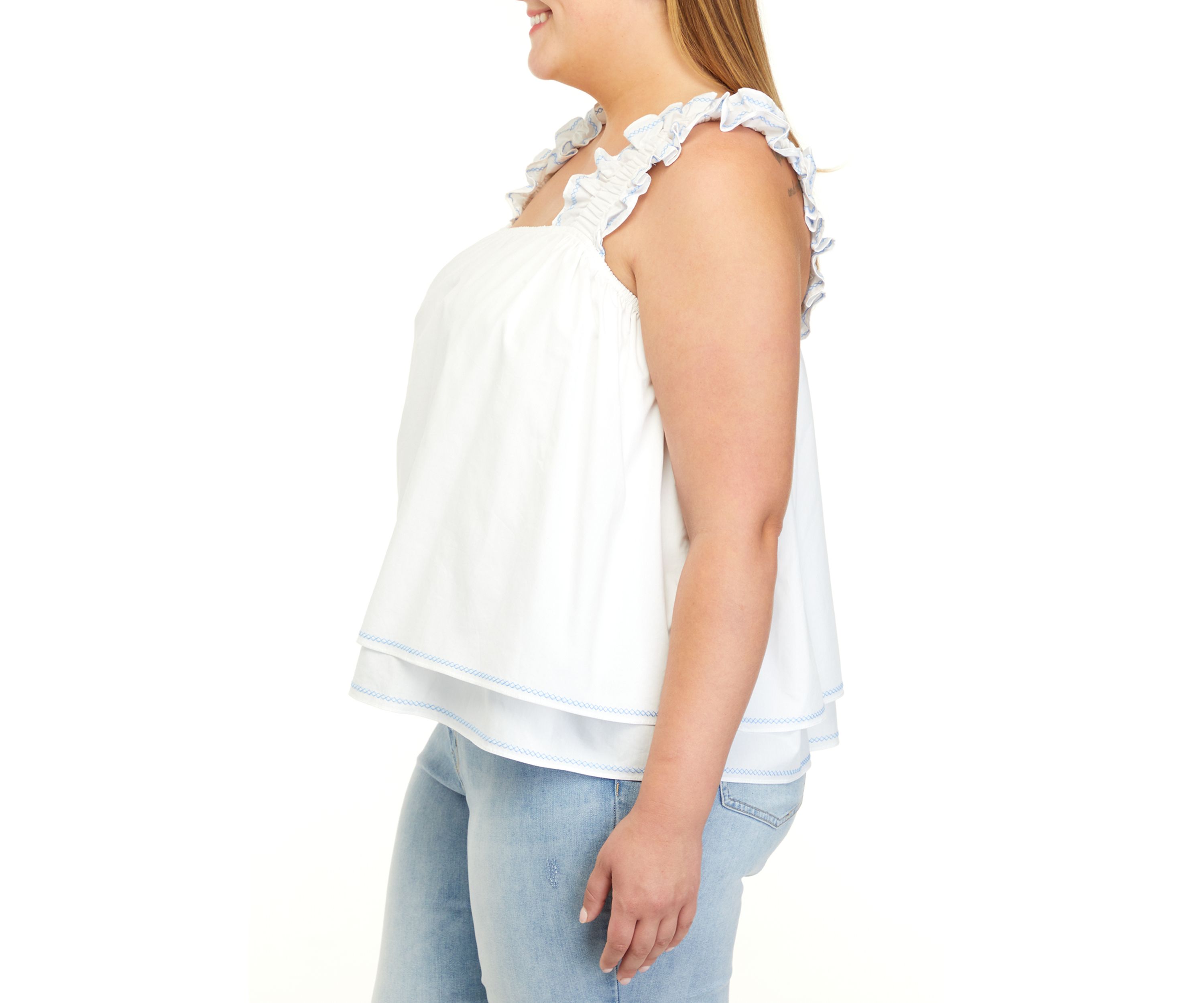 Plus Size Sleeveless Square Neck Woven Top 