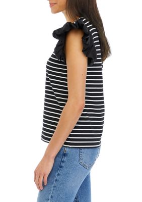 Women's Stripe Knit Puff Sleeve Top