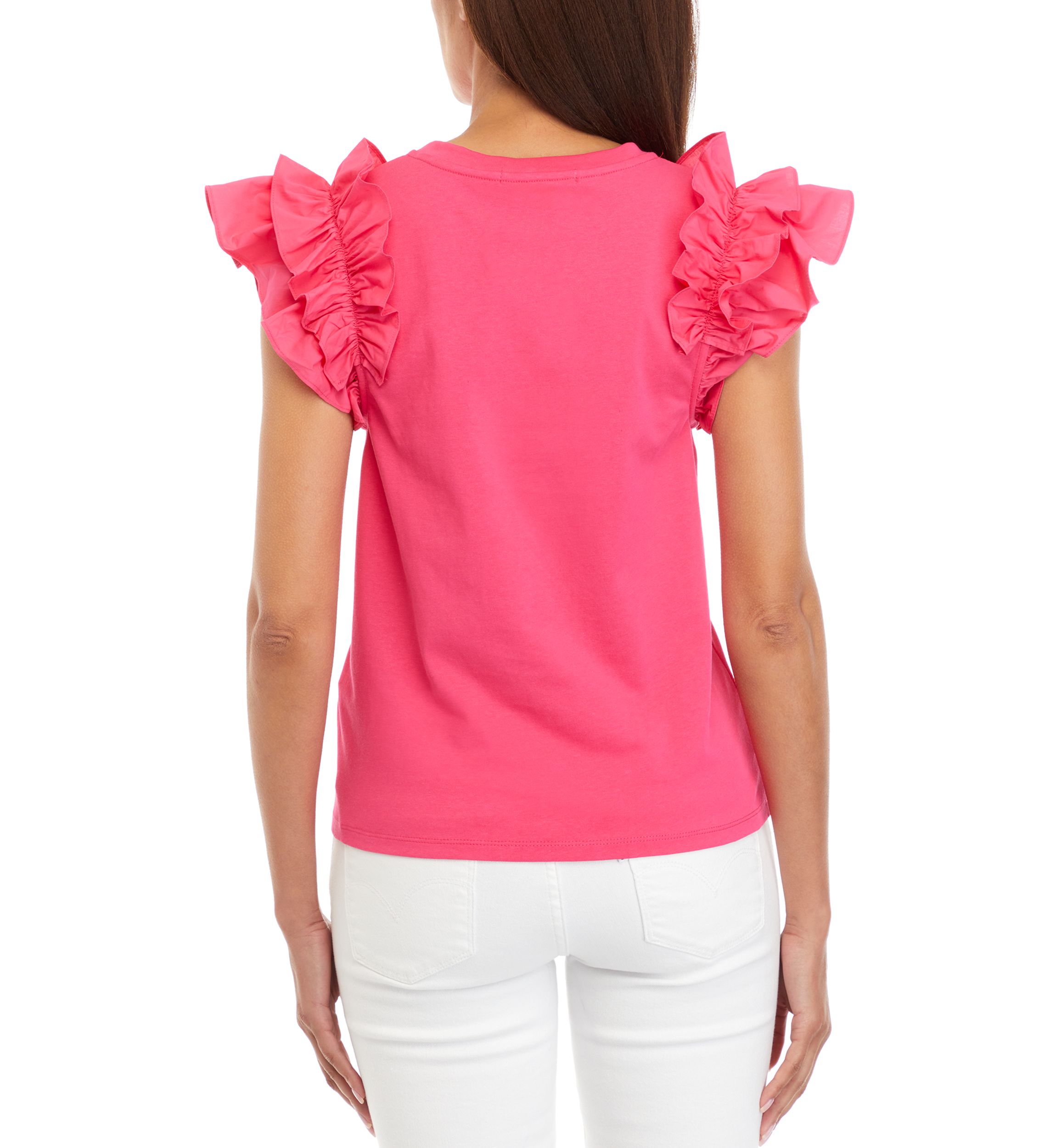 Mixed Media Ruffle Detail T-Shirt